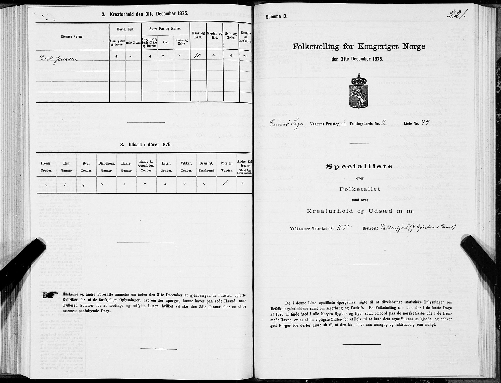 SAT, Folketelling 1875 for 1865P Vågan prestegjeld, 1875, s. 5221