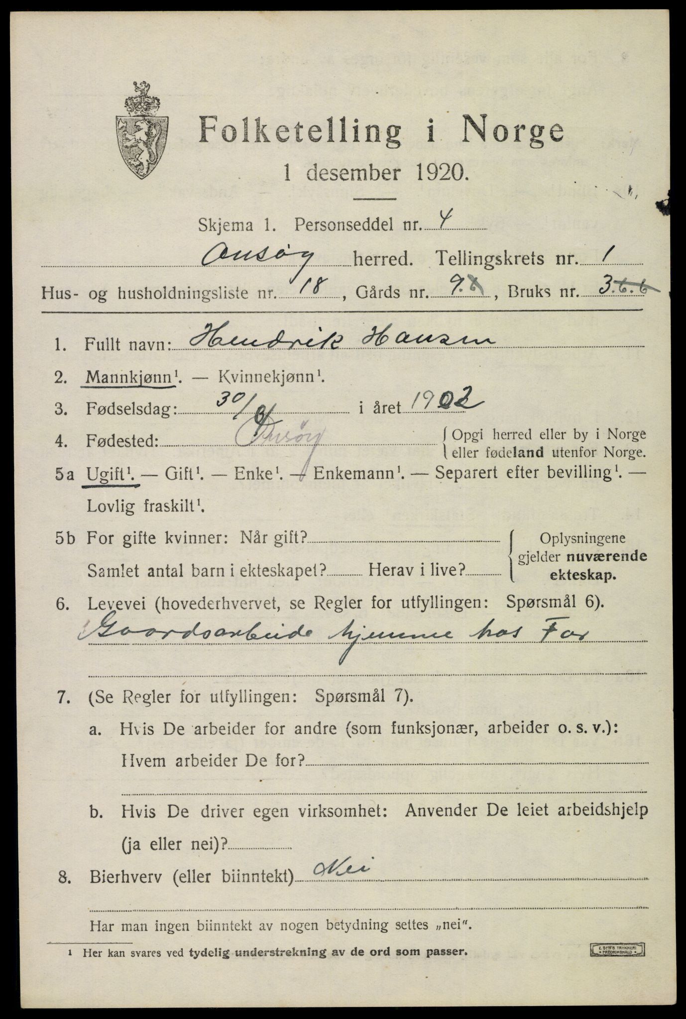 SAO, Folketelling 1920 for 0134 Onsøy herred, 1920, s. 3120