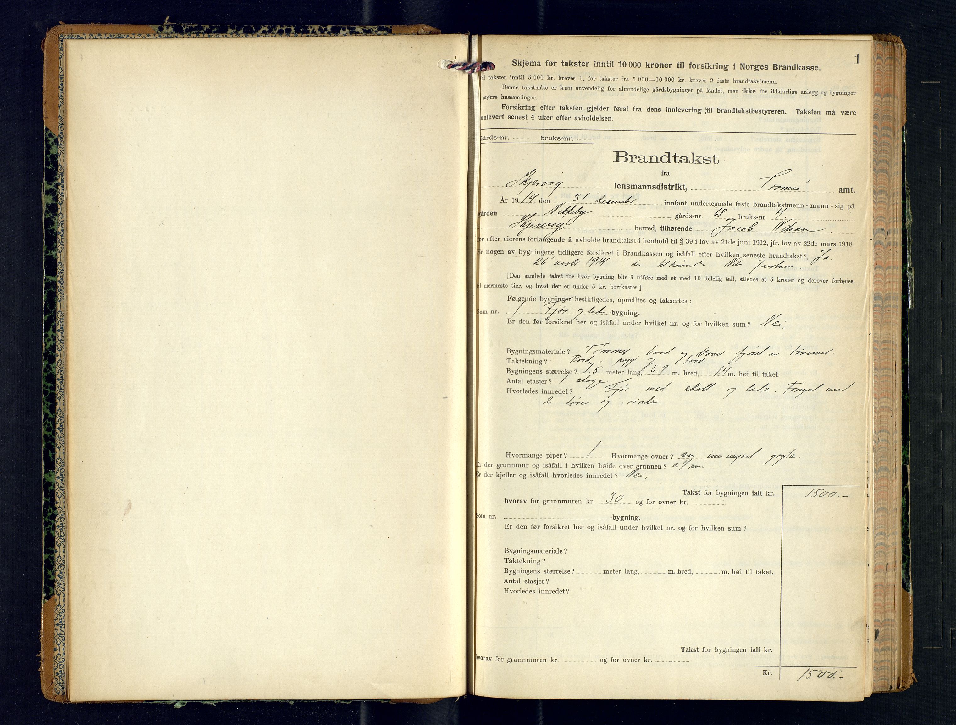 Skjervøy lensmannskontor, AV/SATØ-SATØ-63/F/Fu/Fub/L0254: Branntakstprotokoll (S), 1919-1921, s. 1