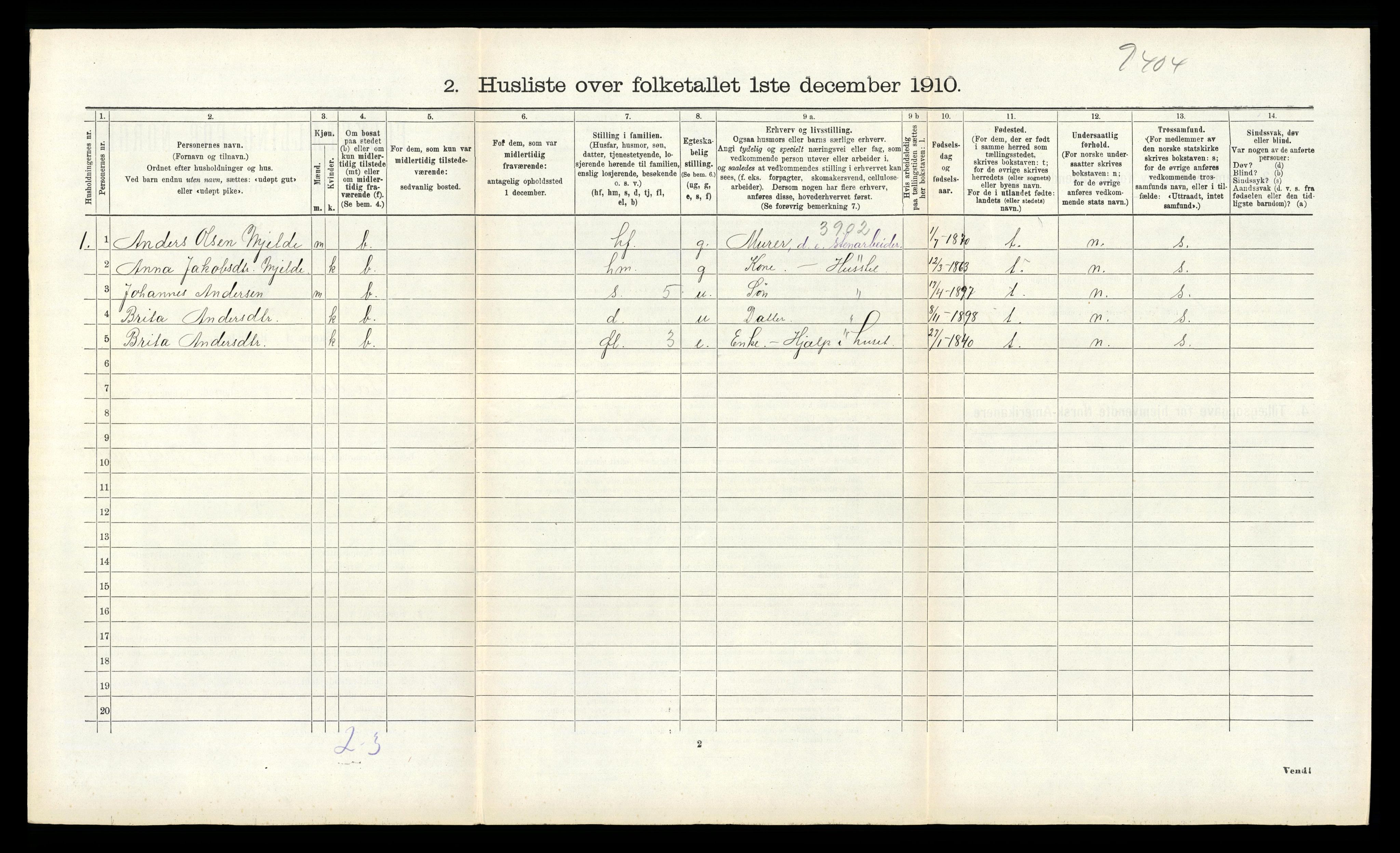 RA, Folketelling 1910 for 1422 Lærdal herred, 1910, s. 357