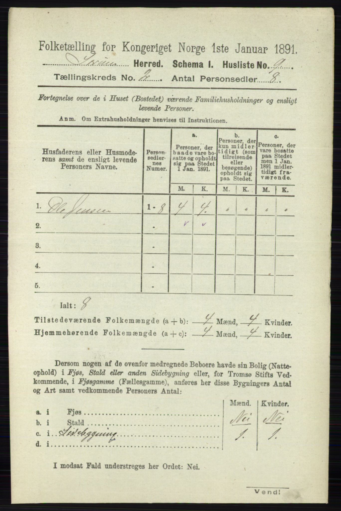 RA, Folketelling 1891 for 0226 Sørum herred, 1891, s. 584