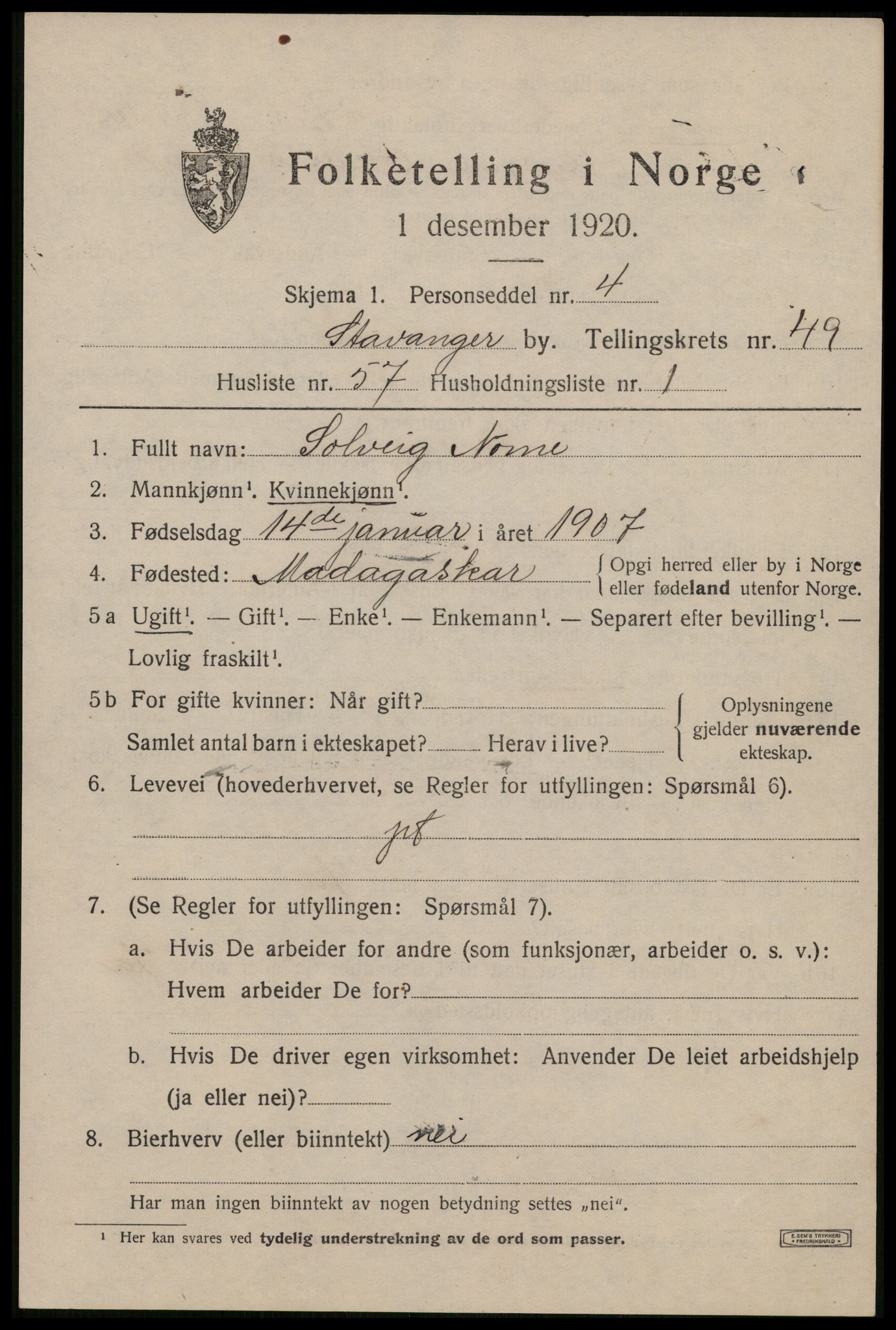 SAST, Folketelling 1920 for 1103 Stavanger kjøpstad, 1920, s. 119382