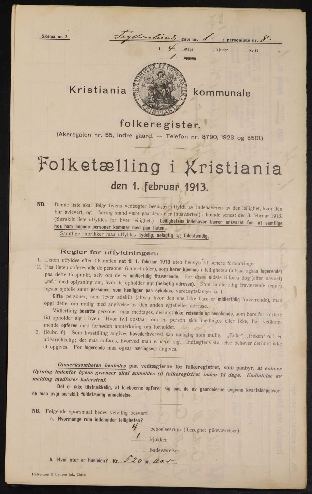 OBA, Kommunal folketelling 1.2.1913 for Kristiania, 1913, s. 28092