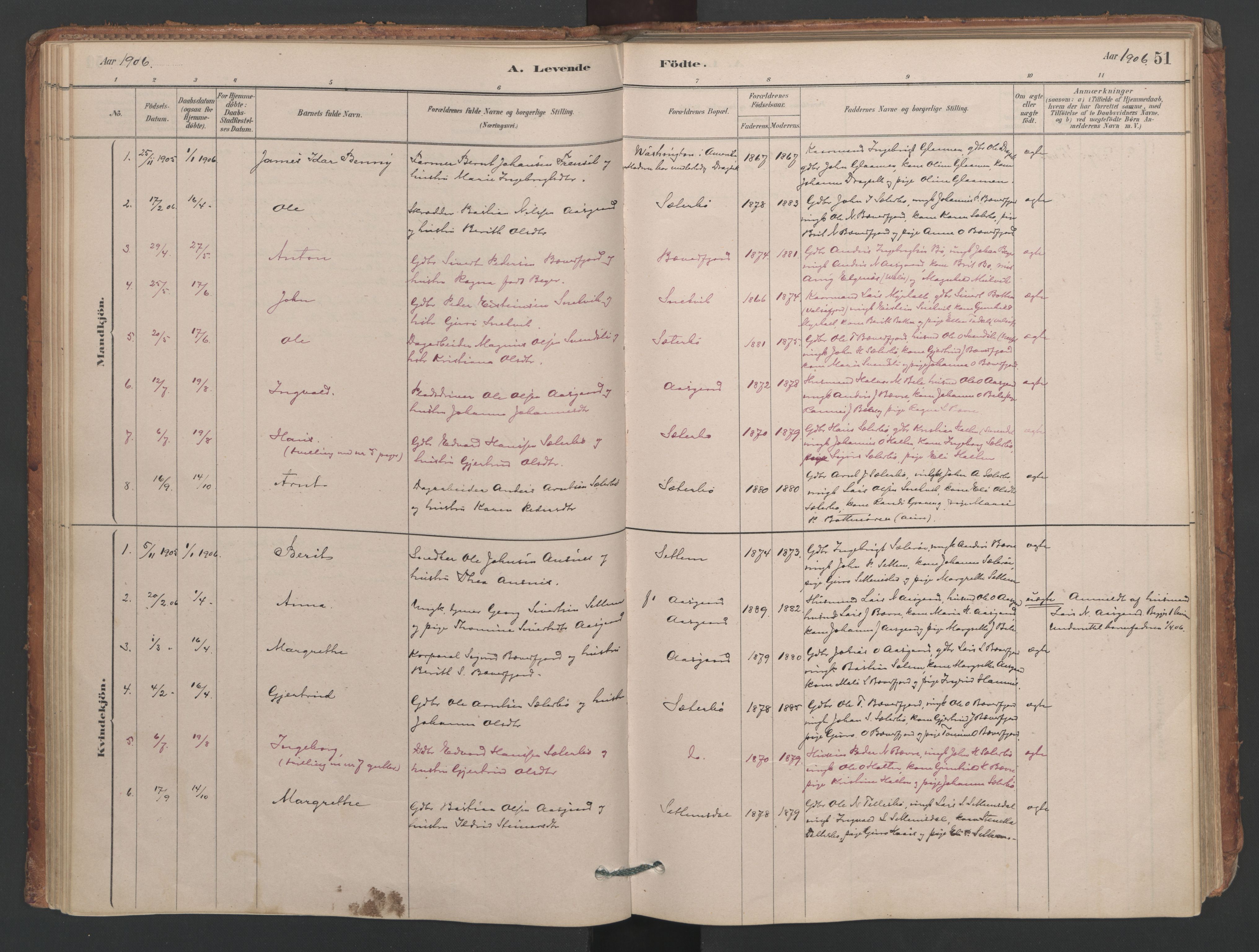 Ministerialprotokoller, klokkerbøker og fødselsregistre - Møre og Romsdal, SAT/A-1454/594/L1036: Ministerialbok nr. 594A02 (?), 1879-1910, s. 51