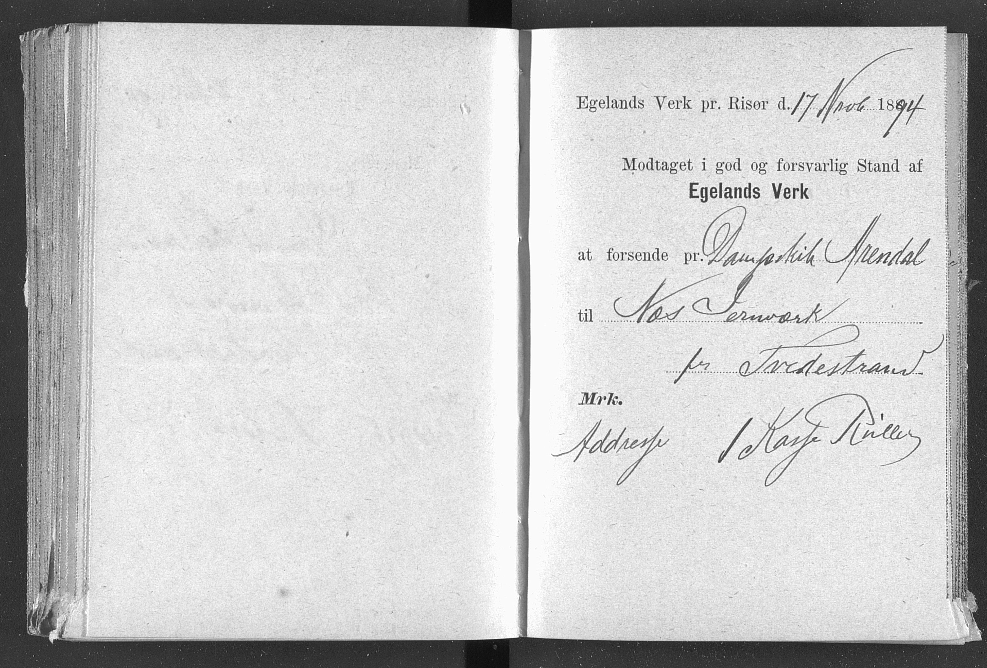 Egelands Jernverk, AAKS/PA-1907/01/L0029: Kvitteringsbok, 1888-1895