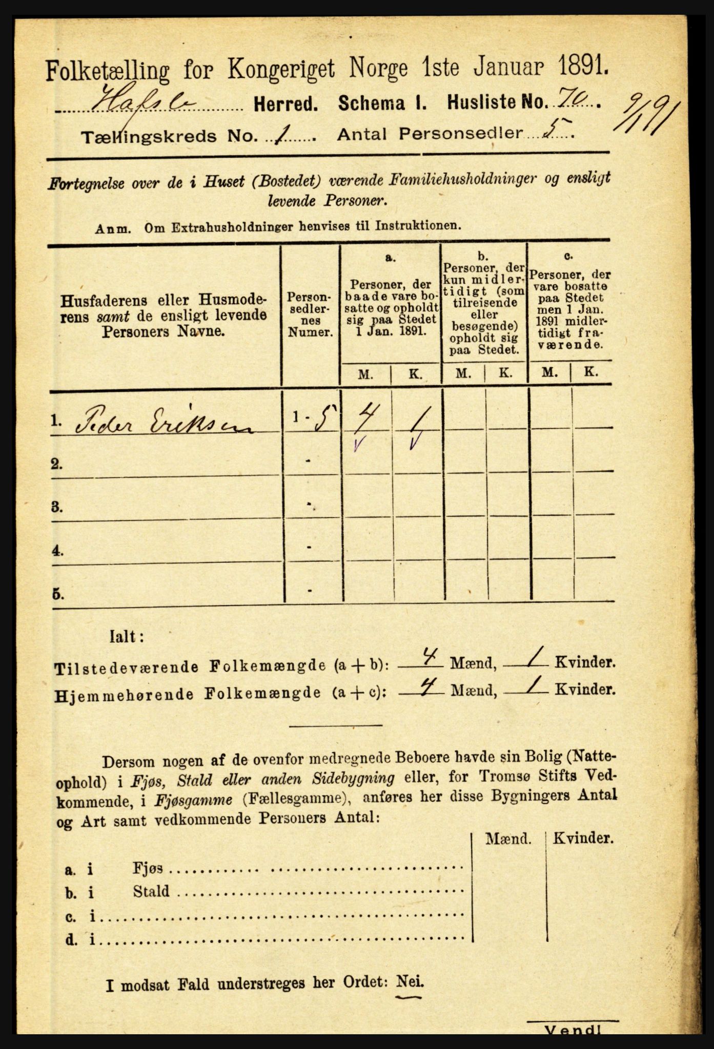 RA, Folketelling 1891 for 1425 Hafslo herred, 1891, s. 99