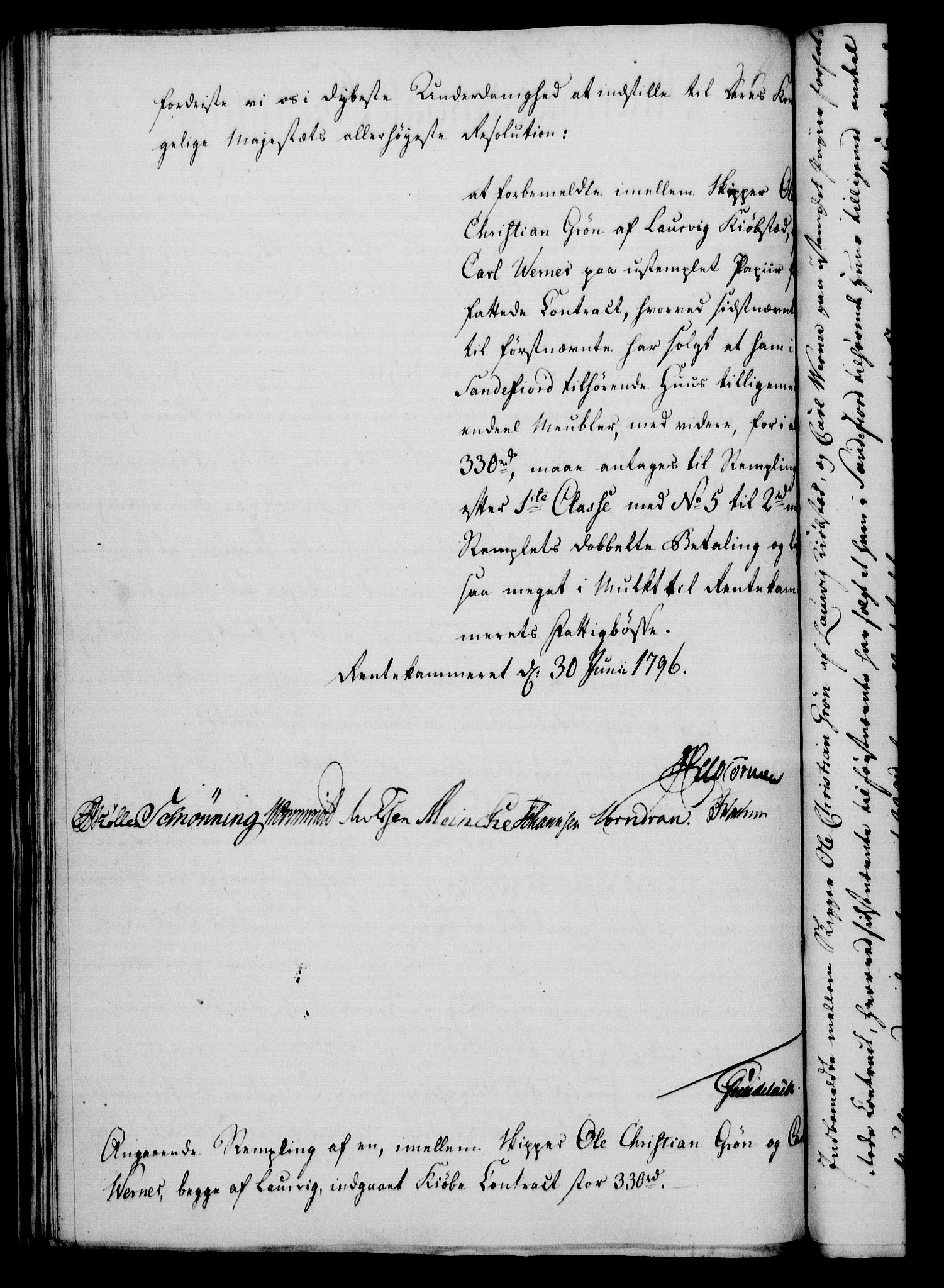 Rentekammeret, Kammerkanselliet, RA/EA-3111/G/Gf/Gfa/L0078: Norsk relasjons- og resolusjonsprotokoll (merket RK 52.78), 1796, s. 267
