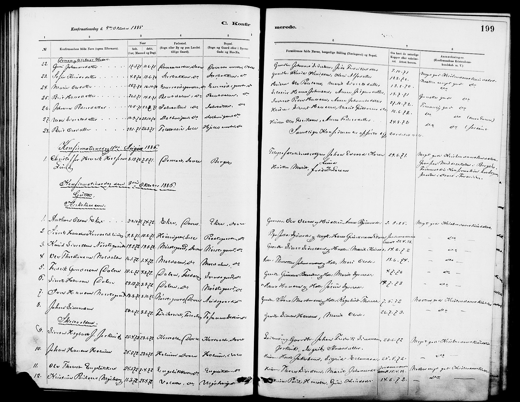 Dovre prestekontor, AV/SAH-PREST-066/H/Ha/Hab/L0002: Klokkerbok nr. 2, 1881-1907, s. 199