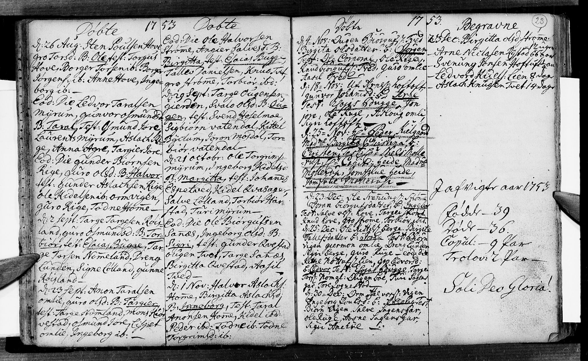 Valle sokneprestkontor, SAK/1111-0044/F/Fa/Fac/L0002: Ministerialbok nr. A 2, 1745-1776, s. 23