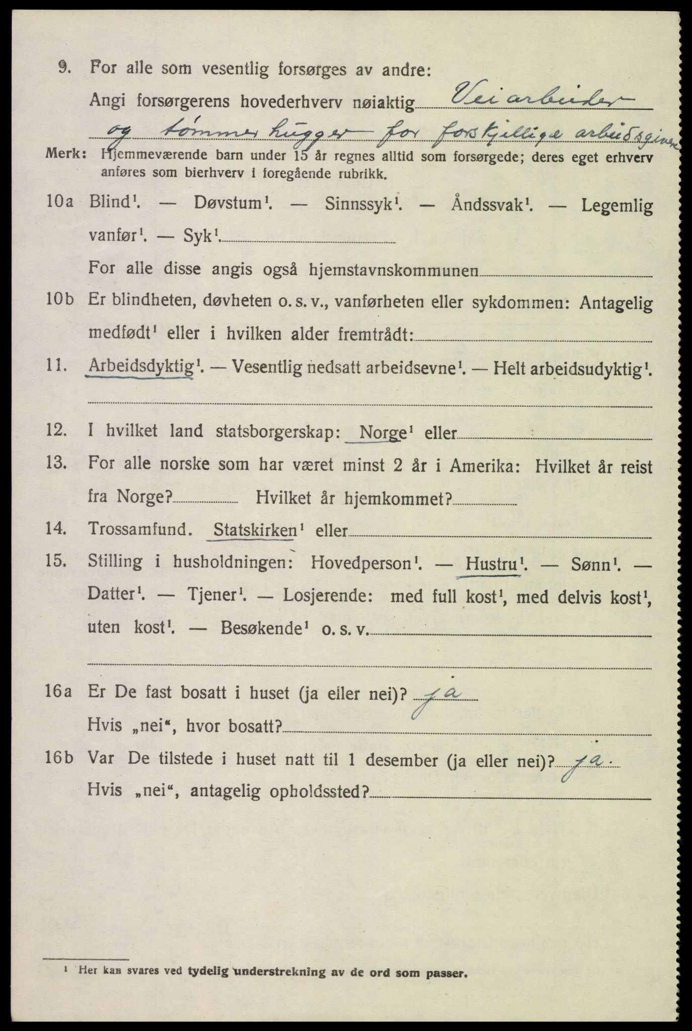 SAK, Folketelling 1920 for 1026 Åseral herred, 1920, s. 2067