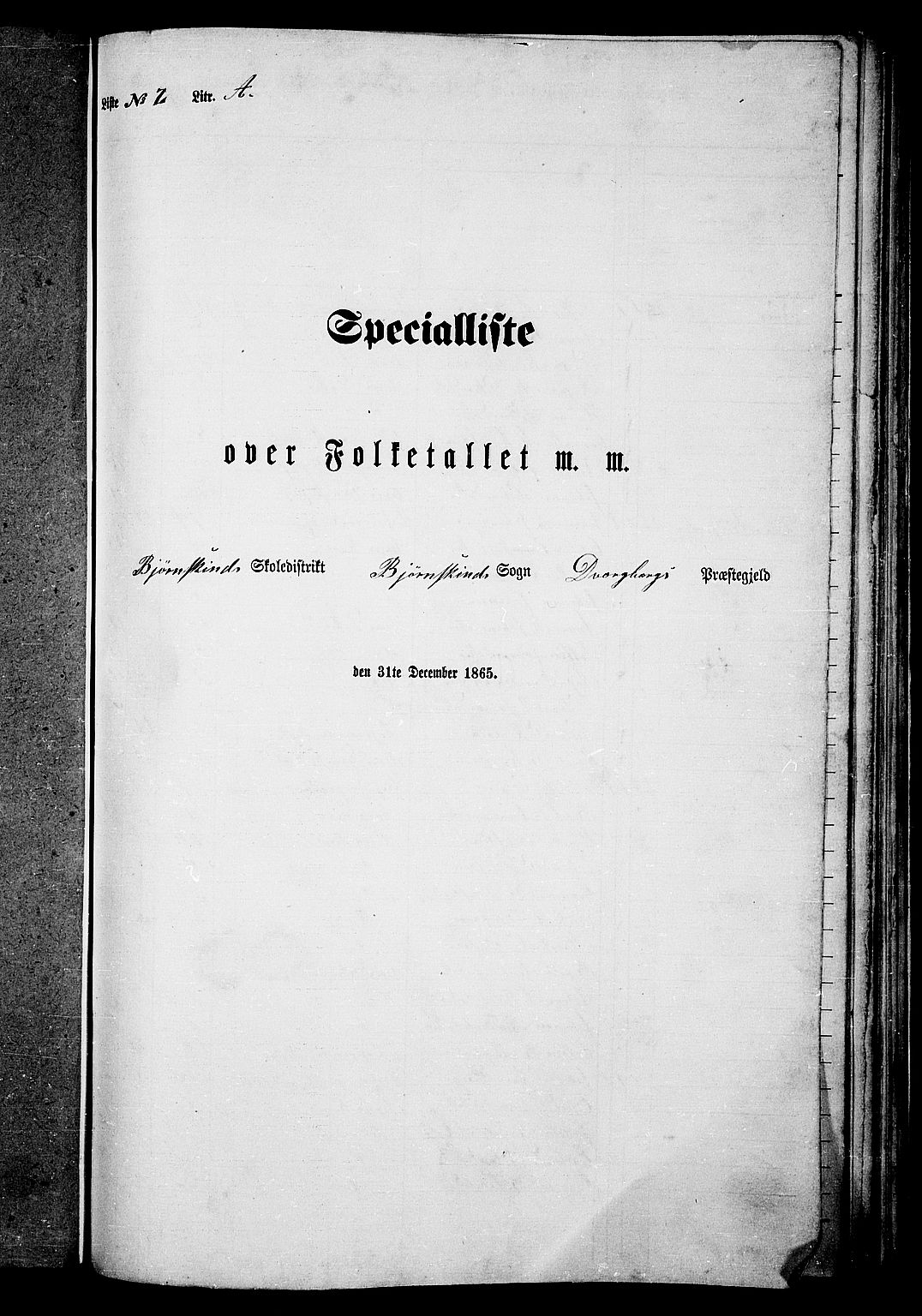 RA, Folketelling 1865 for 1872P Dverberg prestegjeld, 1865, s. 25