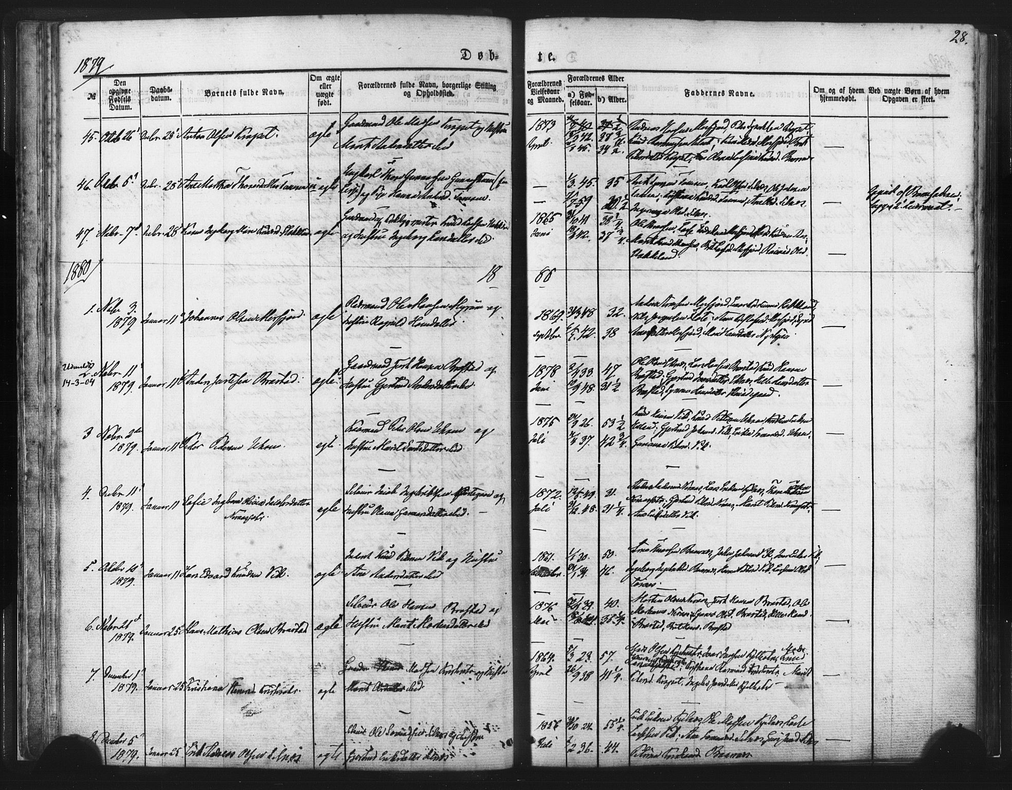 Ministerialprotokoller, klokkerbøker og fødselsregistre - Møre og Romsdal, SAT/A-1454/539/L0530: Ministerialbok nr. 539A03, 1872-1886, s. 28