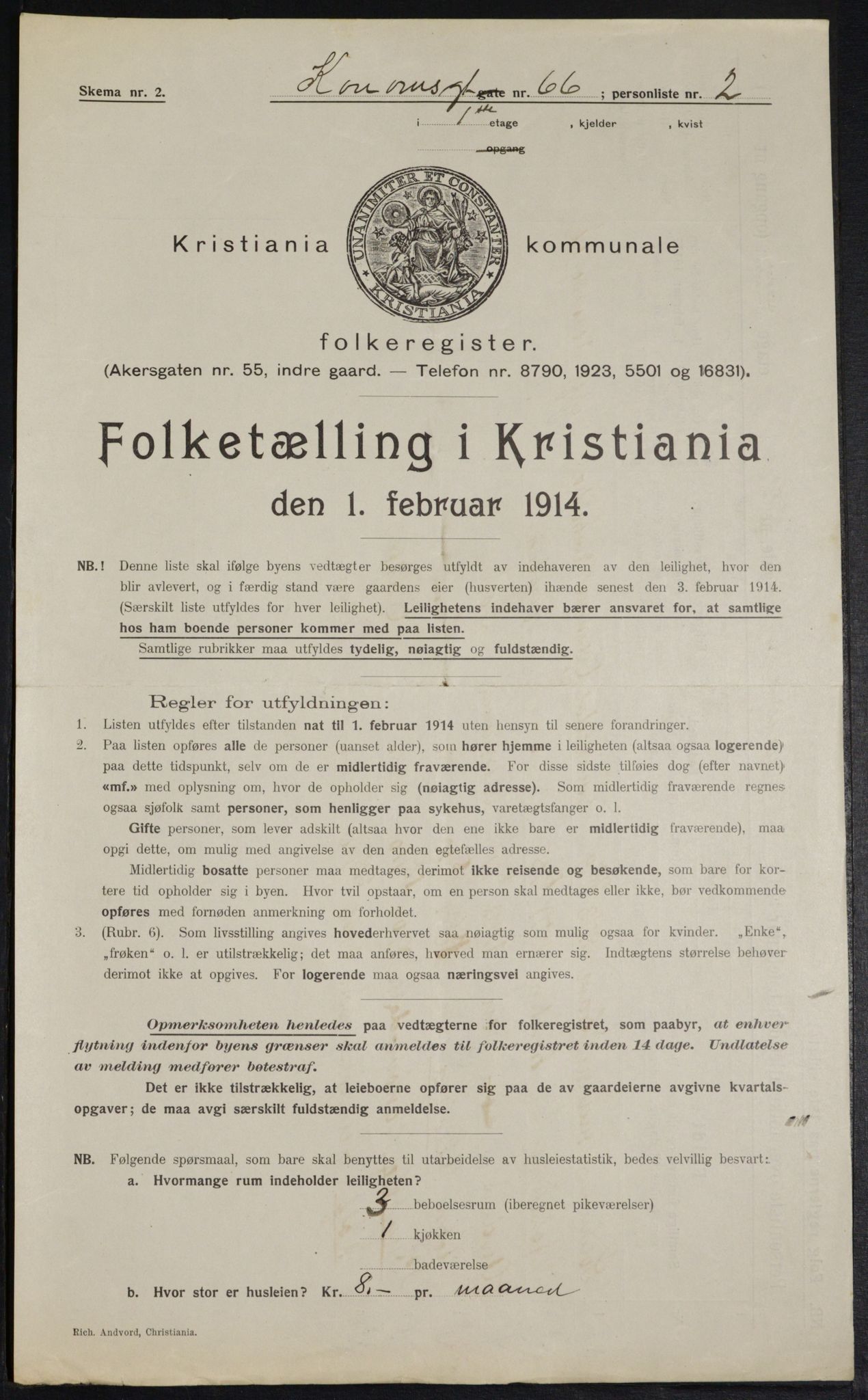 OBA, Kommunal folketelling 1.2.1914 for Kristiania, 1914, s. 53348