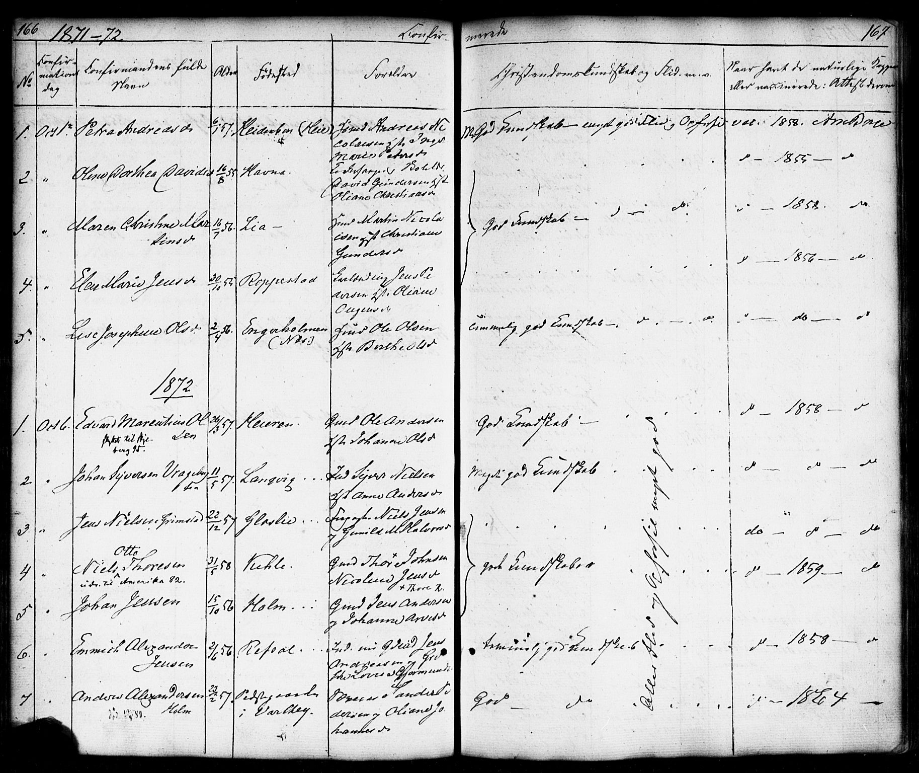 Borge prestekontor Kirkebøker, SAO/A-10903/F/Fb/L0002: Ministerialbok nr. II 2, 1853-1877, s. 166-167