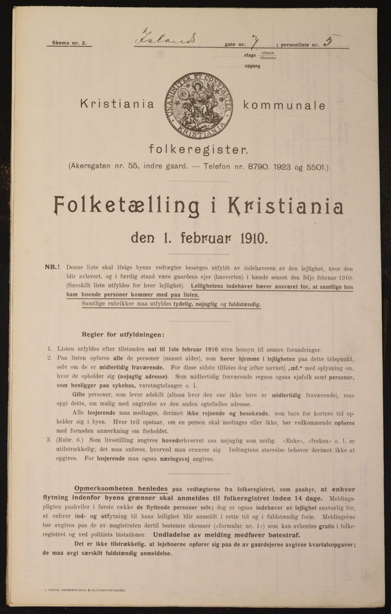 OBA, Kommunal folketelling 1.2.1910 for Kristiania, 1910, s. 43446