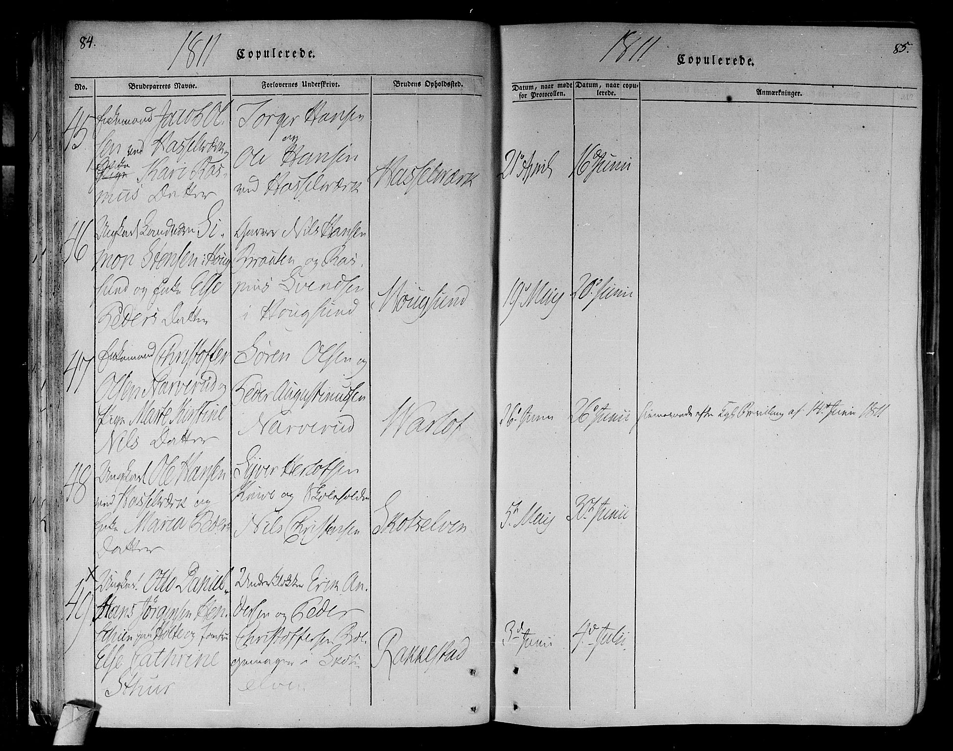 Eiker kirkebøker, AV/SAKO-A-4/F/Fa/L0010: Ministerialbok nr. I 10, 1806-1815, s. 84-85
