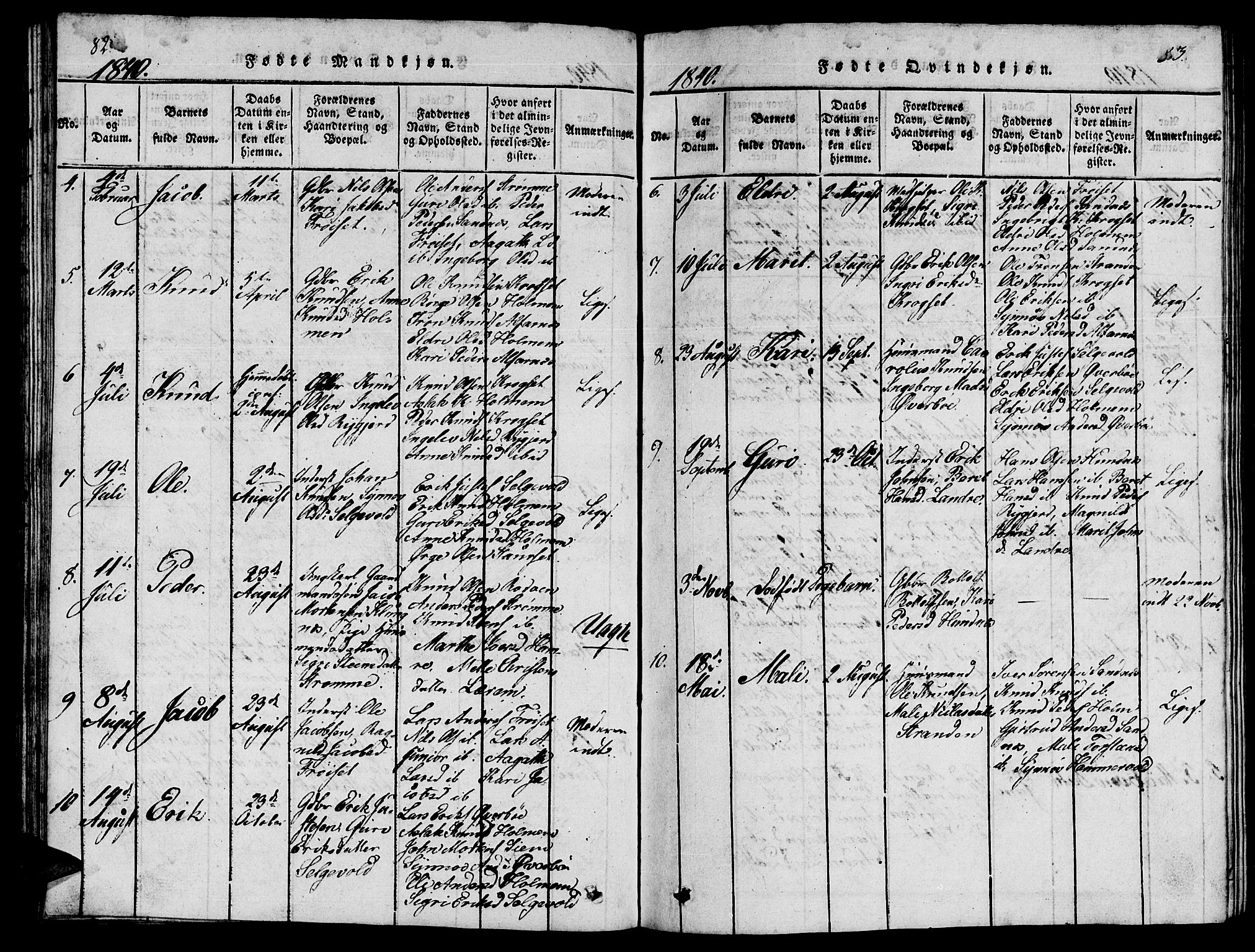 Ministerialprotokoller, klokkerbøker og fødselsregistre - Møre og Romsdal, AV/SAT-A-1454/548/L0613: Klokkerbok nr. 548C01, 1818-1846, s. 82-83