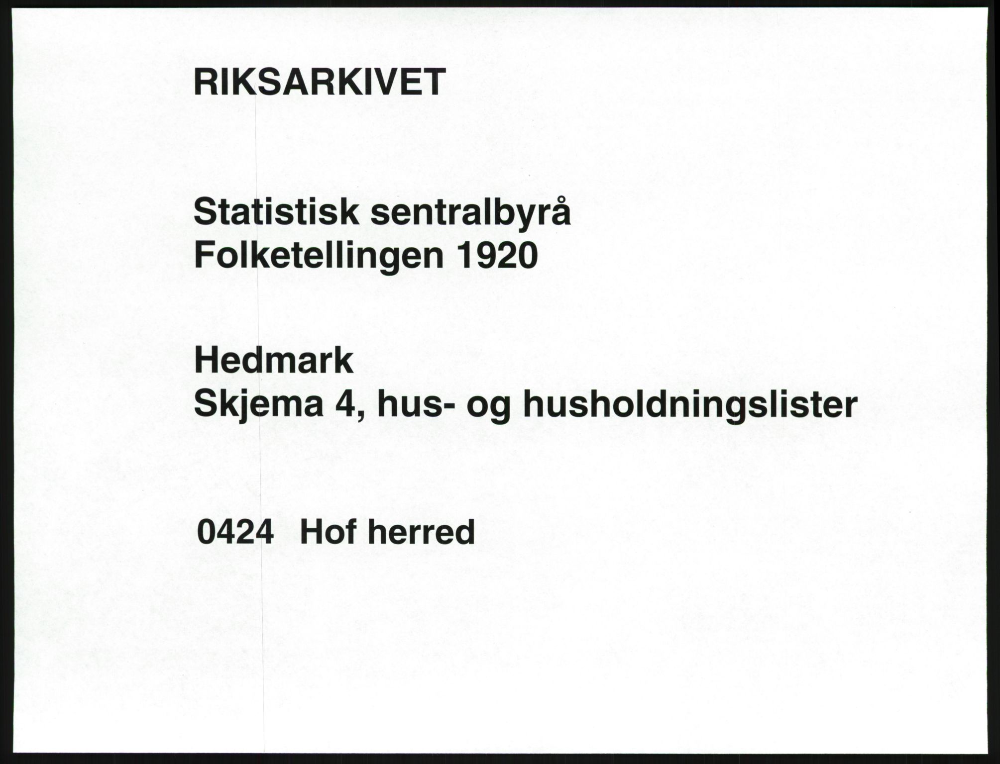 SAH, Folketelling 1920 for 0424 Hof herred, 1920, s. 39