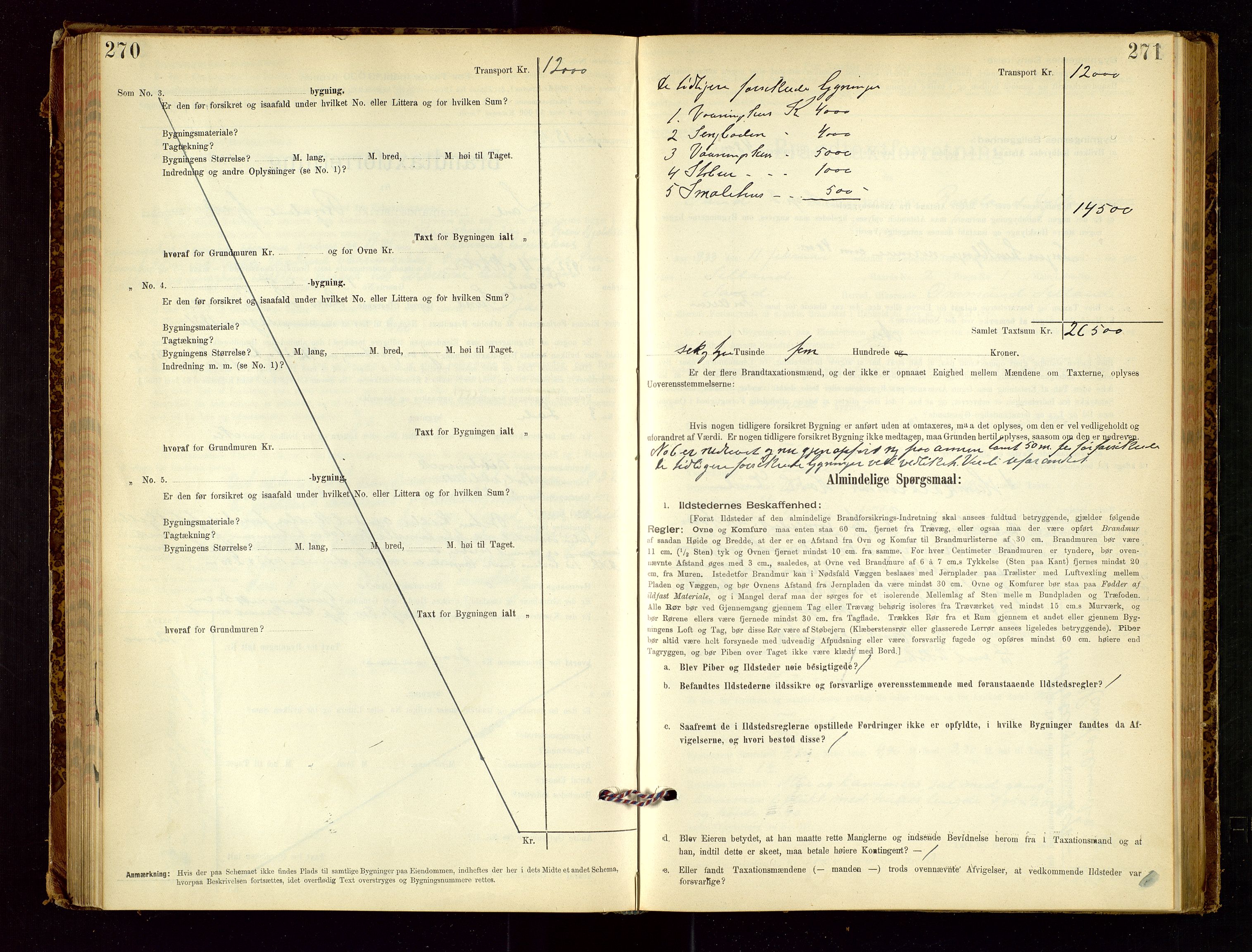 Sand lensmannskontor, SAST/A-100415/Goc/L0001: "Brandtaxationsprotokol", 1895-1935, s. 270-271