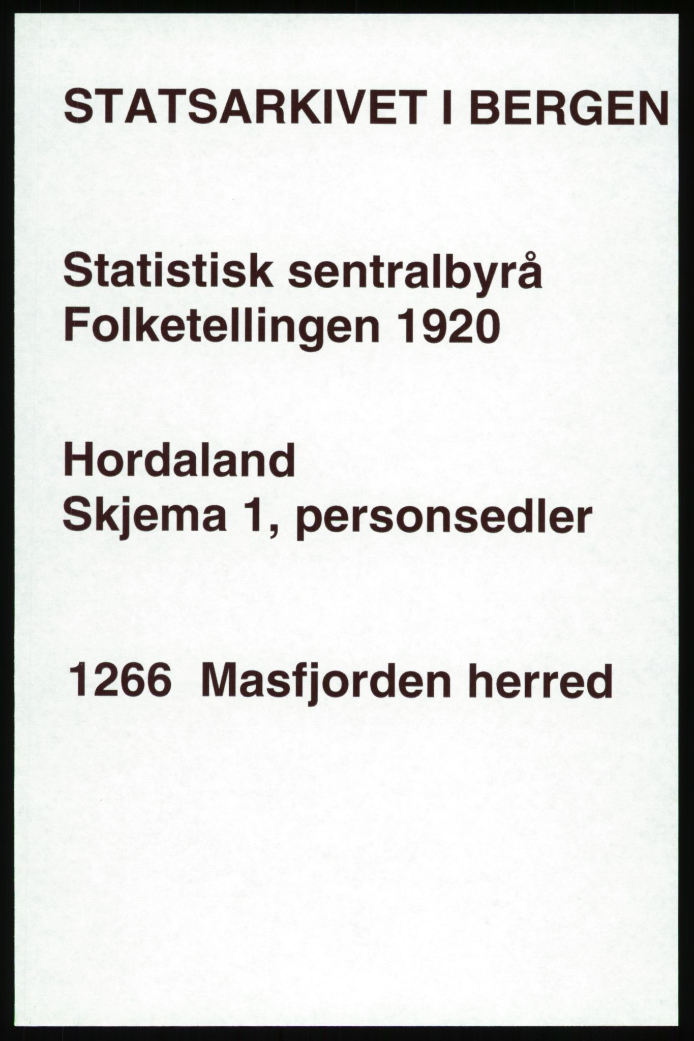 SAB, Folketelling 1920 for 1266 Masfjorden herred, 1920, s. 731