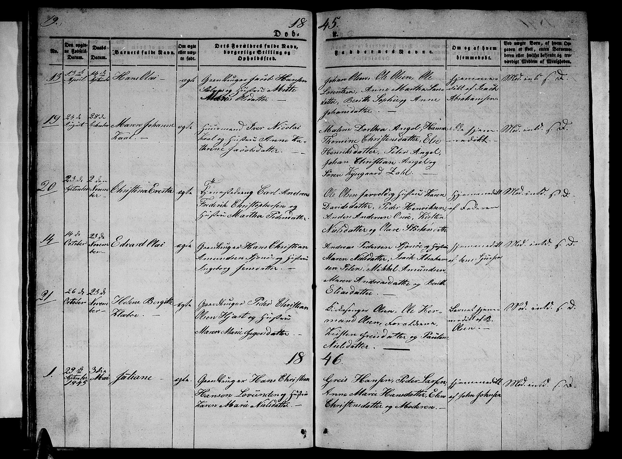 Ministerialprotokoller, klokkerbøker og fødselsregistre - Nordland, SAT/A-1459/839/L0572: Klokkerbok nr. 839C02, 1841-1873, s. 19