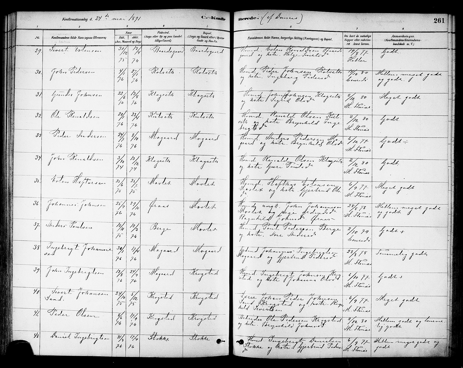 Ministerialprotokoller, klokkerbøker og fødselsregistre - Sør-Trøndelag, AV/SAT-A-1456/695/L1148: Ministerialbok nr. 695A08, 1878-1891, s. 261