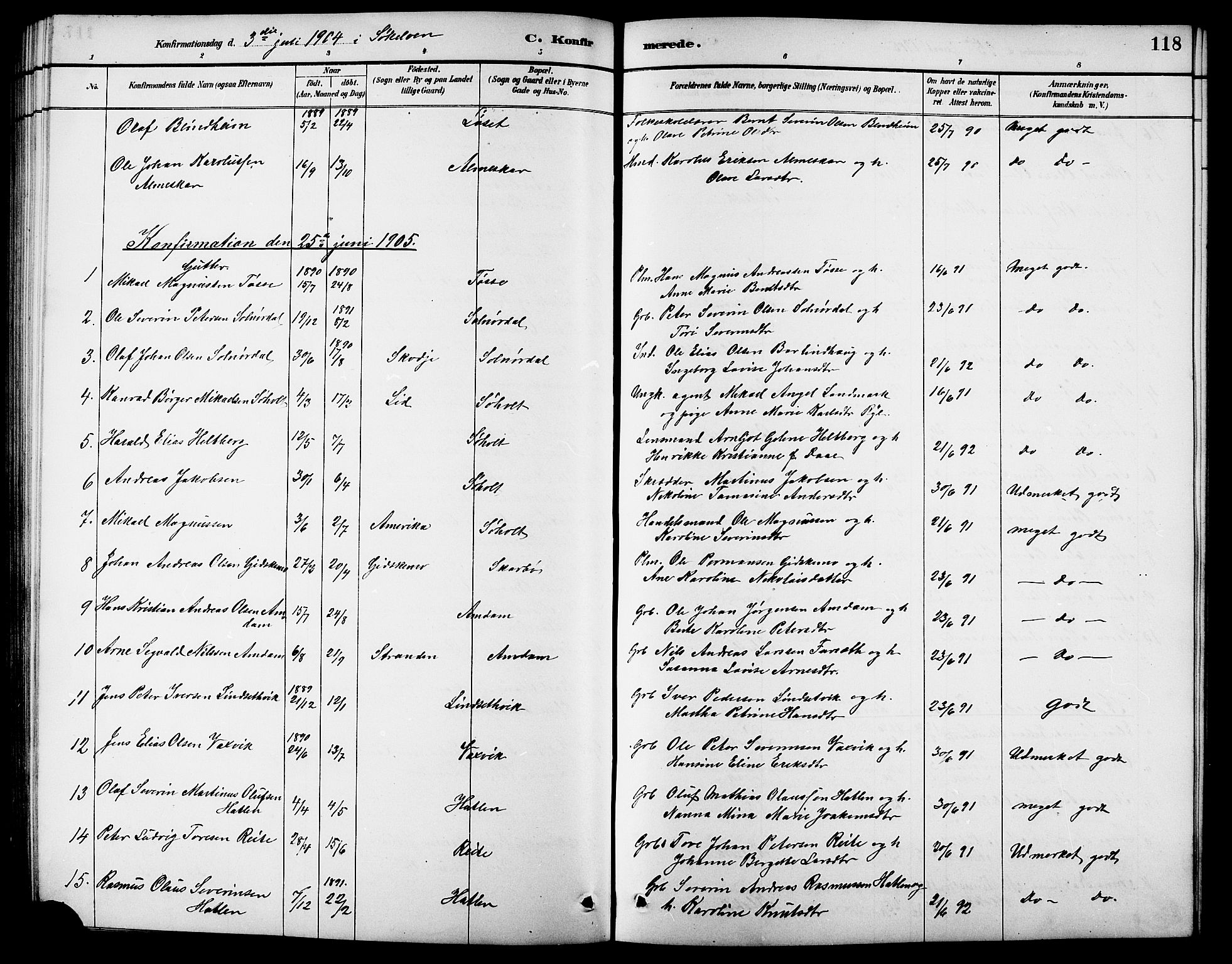 Ministerialprotokoller, klokkerbøker og fødselsregistre - Møre og Romsdal, SAT/A-1454/522/L0327: Klokkerbok nr. 522C06, 1890-1915, s. 118