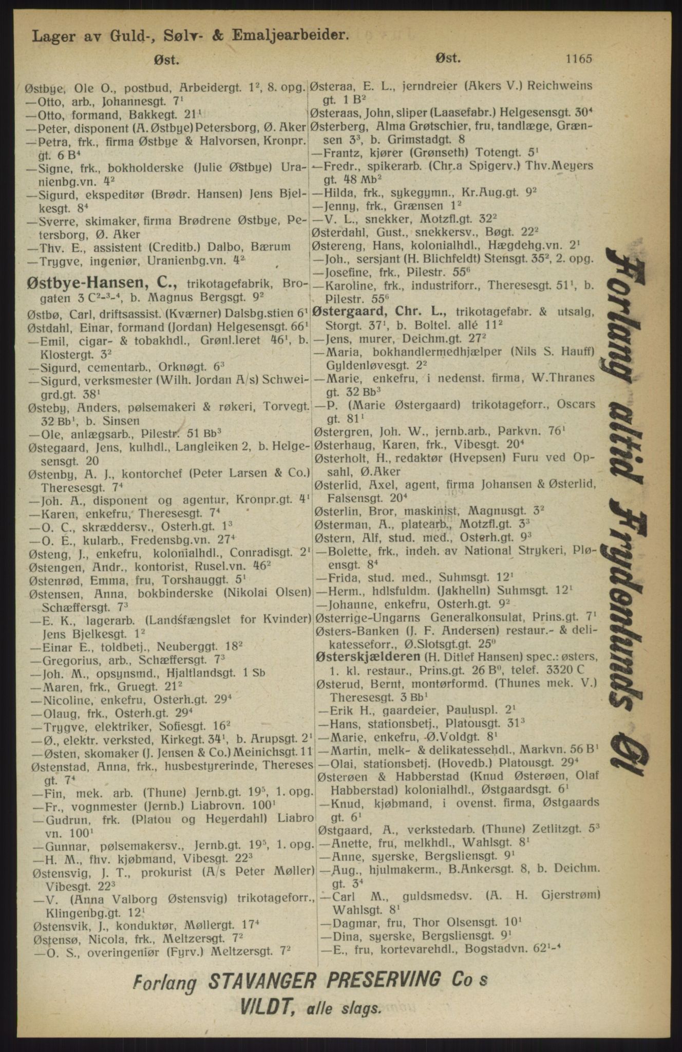 Kristiania/Oslo adressebok, PUBL/-, 1914, s. 1165