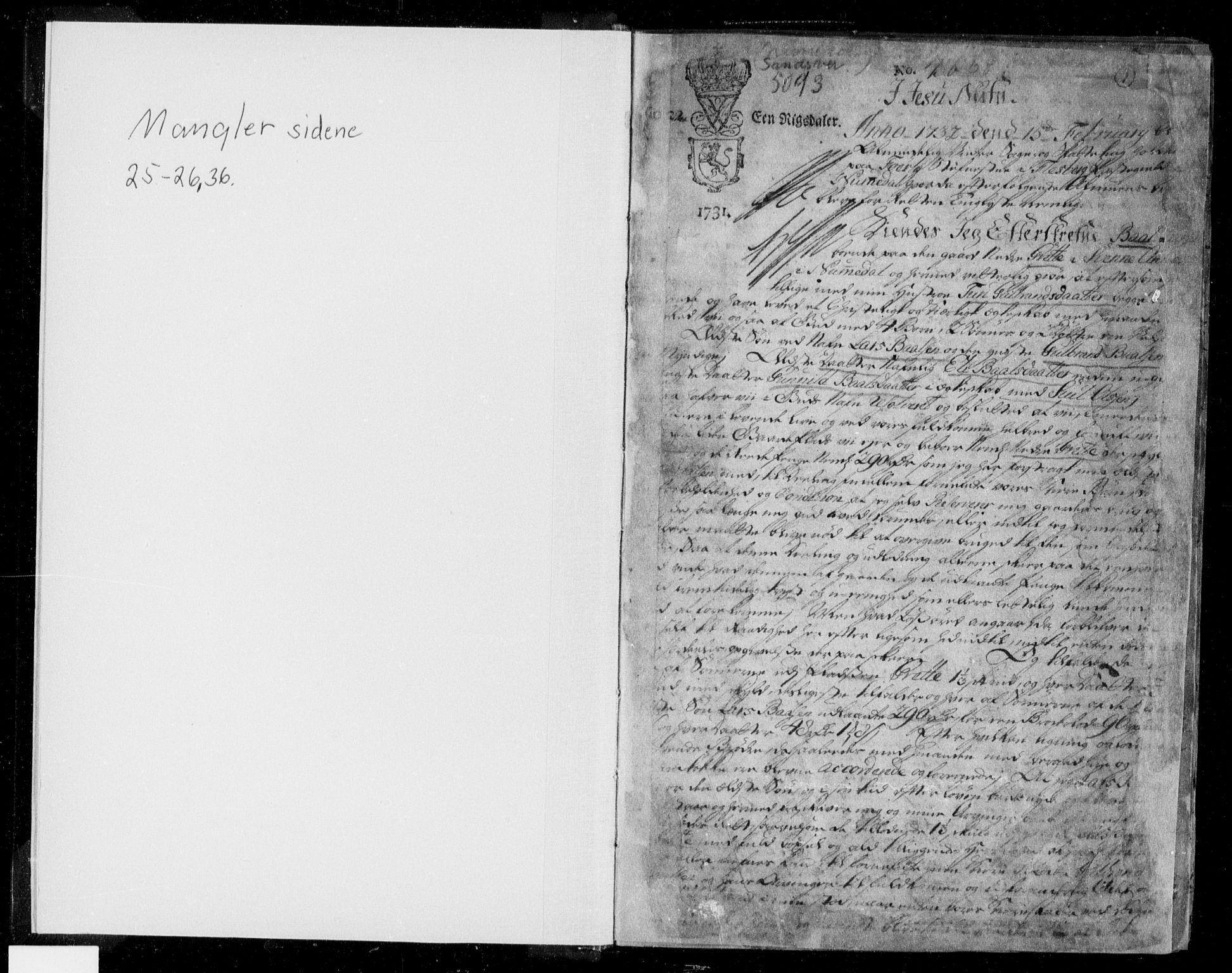 Numedal og Sandsvær sorenskriveri, SAKO/A-128/G/Ga/Gaa/L0002: Pantebok nr. I 2, 1732-1742, s. 1