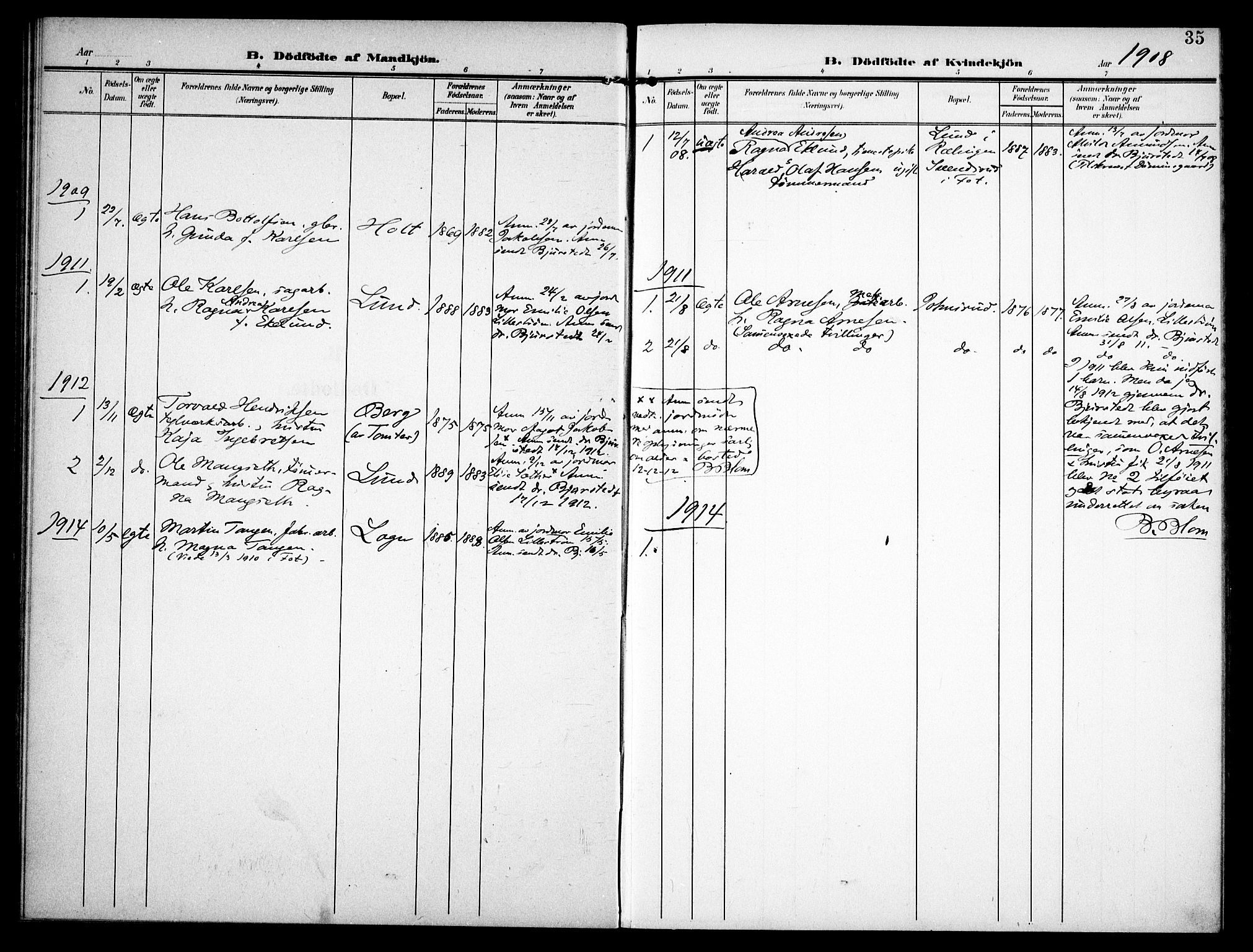 Fet prestekontor Kirkebøker, AV/SAO-A-10370a/F/Fb/L0003: Ministerialbok nr. II 3, 1905-1914, s. 35
