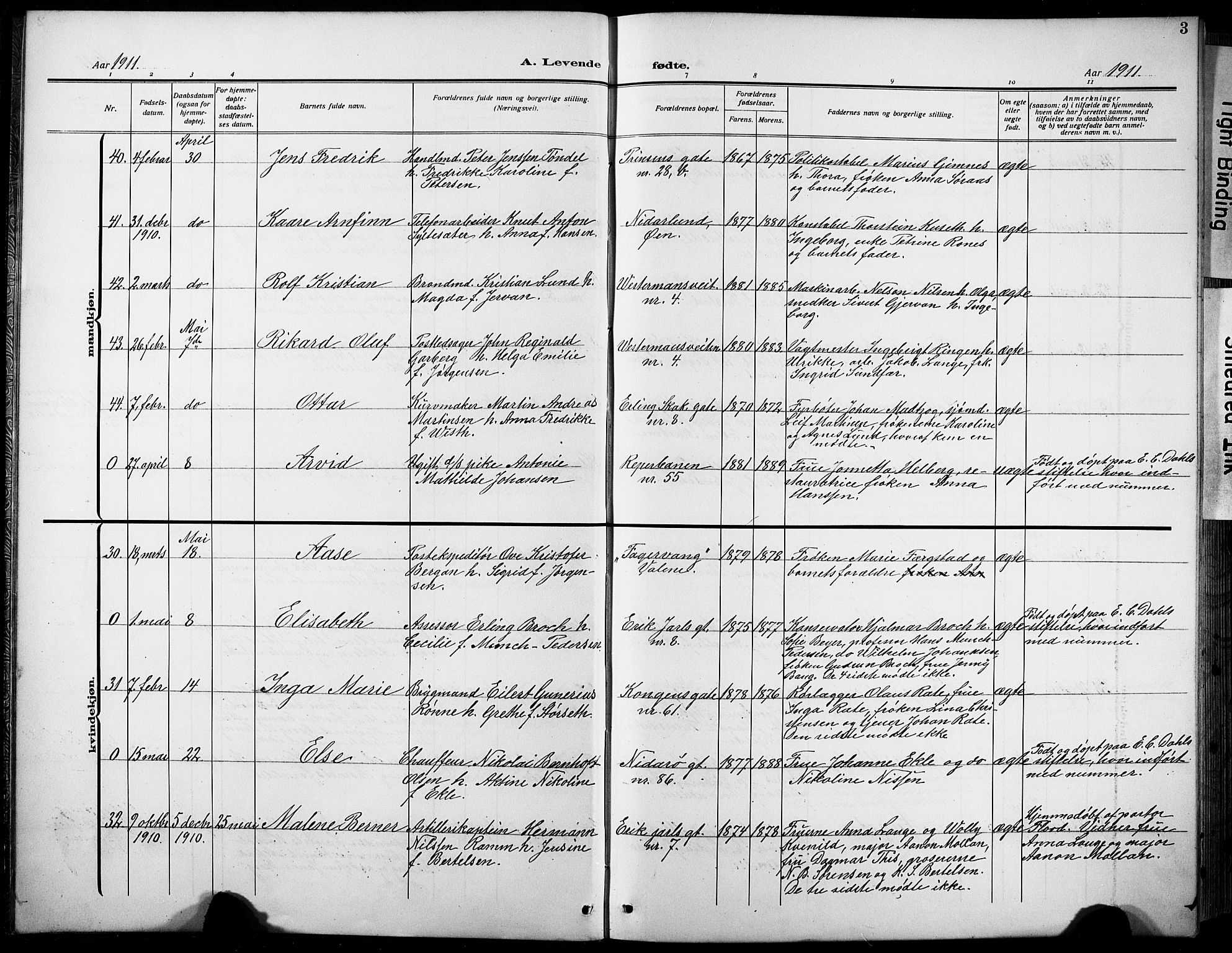 Ministerialprotokoller, klokkerbøker og fødselsregistre - Sør-Trøndelag, SAT/A-1456/601/L0096: Klokkerbok nr. 601C14, 1911-1931, s. 3