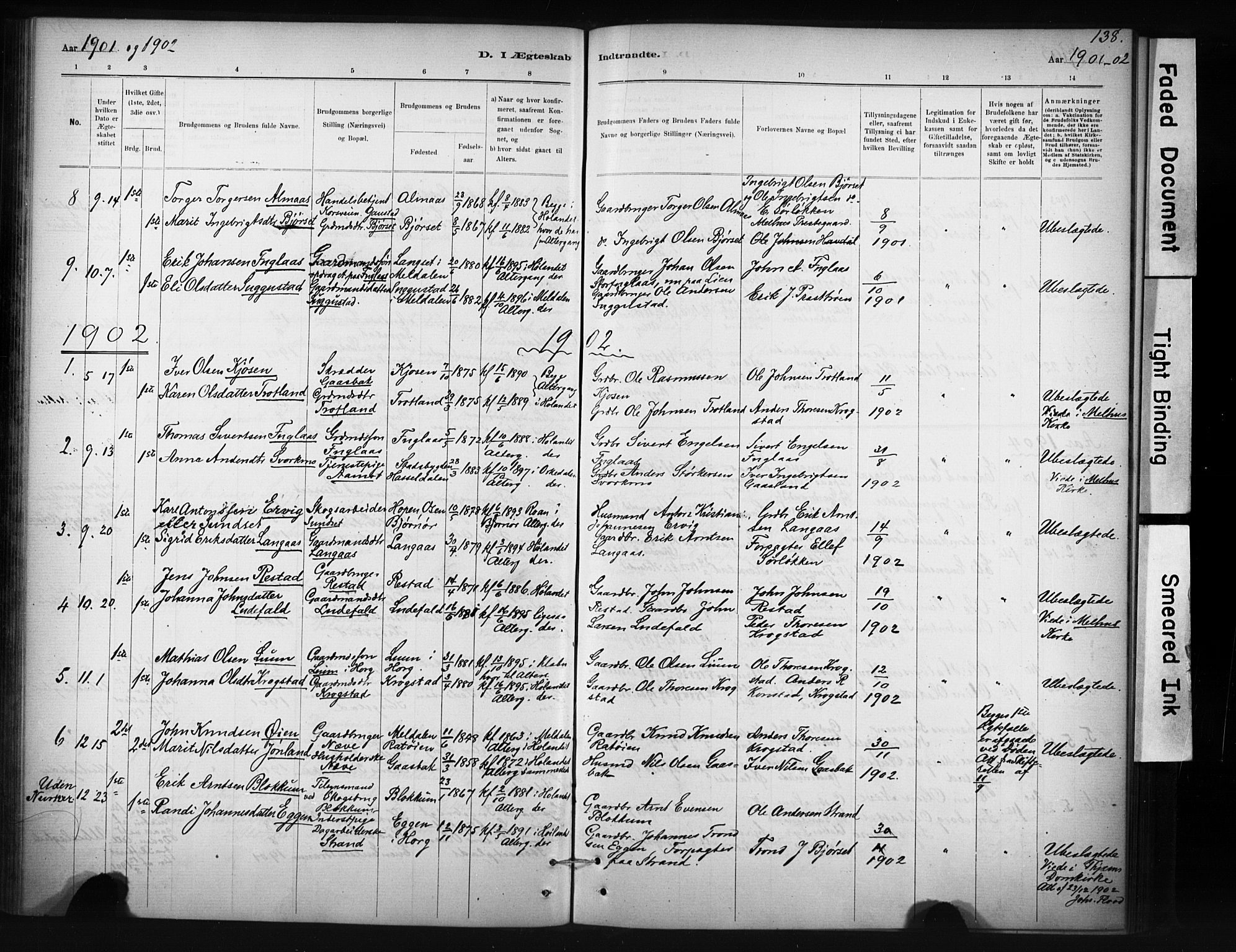 Ministerialprotokoller, klokkerbøker og fødselsregistre - Sør-Trøndelag, SAT/A-1456/694/L1127: Ministerialbok nr. 694A01, 1887-1905, s. 138