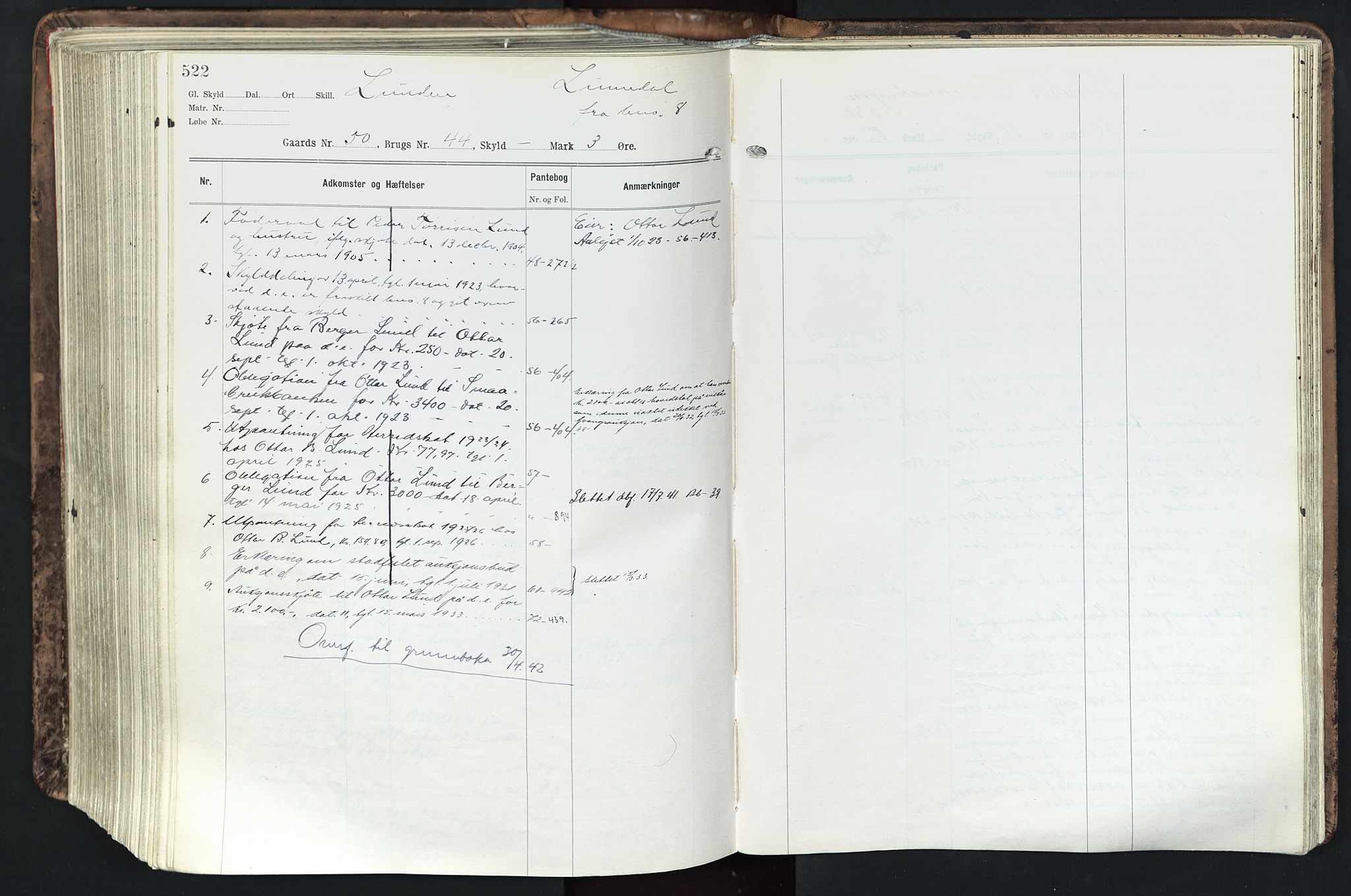 Solør tingrett, AV/SAH-TING-008/H/Ha/Hak/L0003: Panteregister nr. III, 1900-1935, s. 522