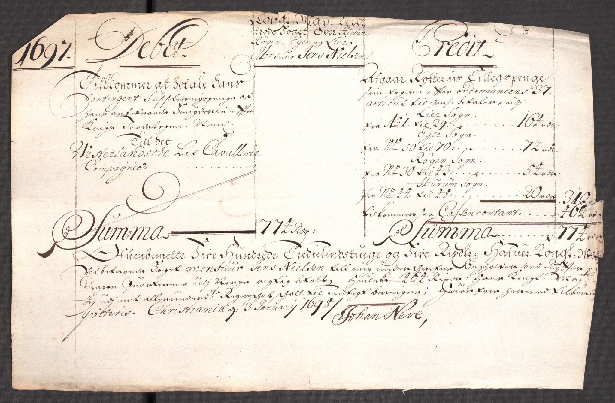 Rentekammeret inntil 1814, Reviderte regnskaper, Fogderegnskap, AV/RA-EA-4092/R30/L1695: Fogderegnskap Hurum, Røyken, Eiker og Lier, 1697, s. 131