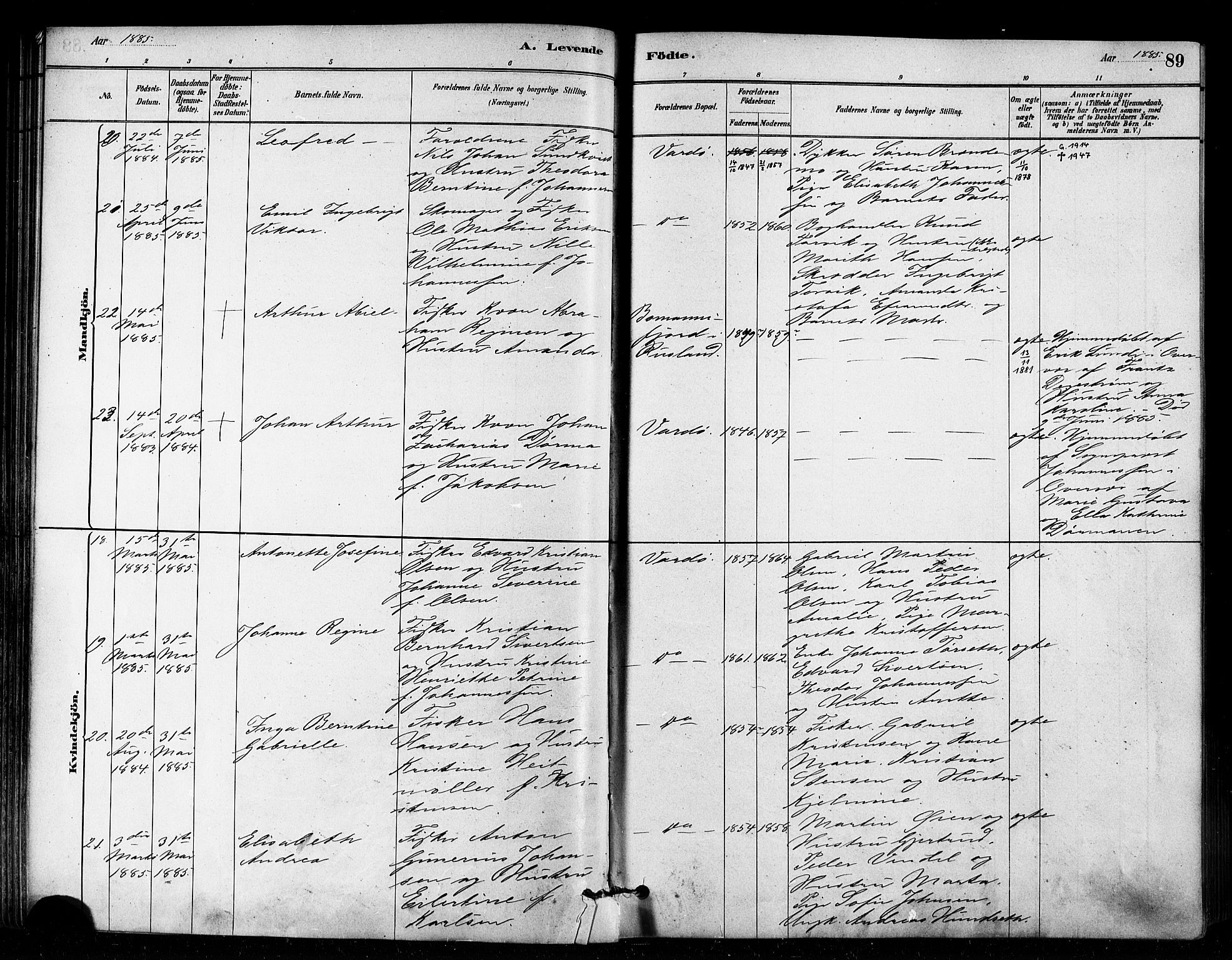 Vardø sokneprestkontor, AV/SATØ-S-1332/H/Ha/L0006kirke: Ministerialbok nr. 6, 1879-1886, s. 89