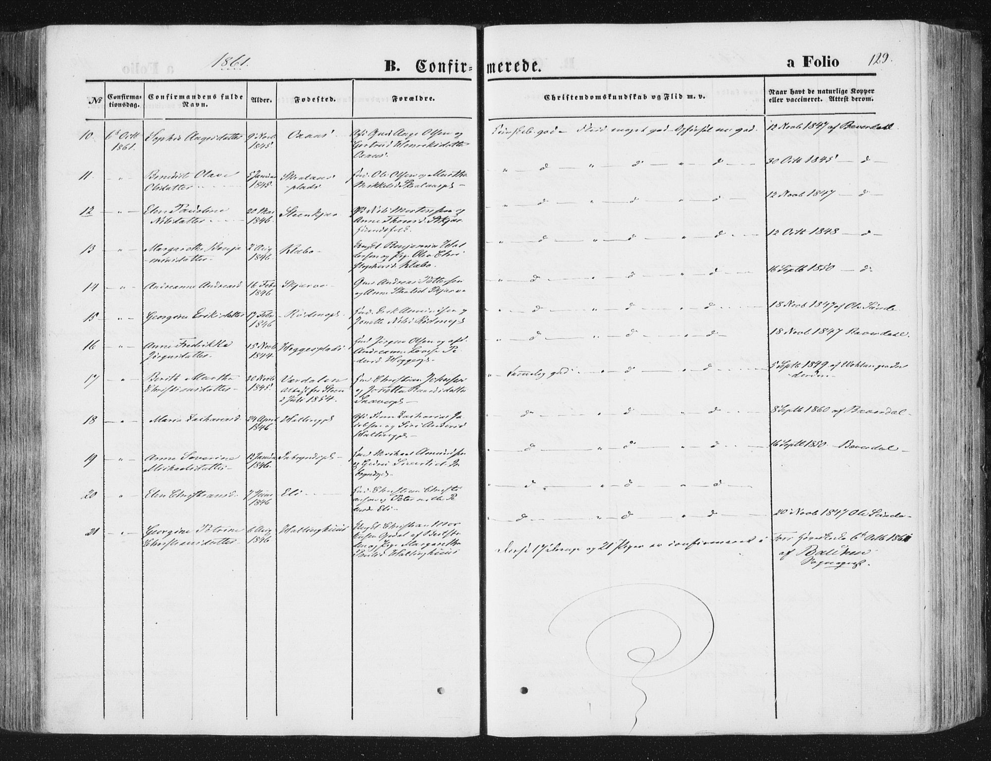 Ministerialprotokoller, klokkerbøker og fødselsregistre - Nord-Trøndelag, SAT/A-1458/746/L0447: Ministerialbok nr. 746A06, 1860-1877, s. 129