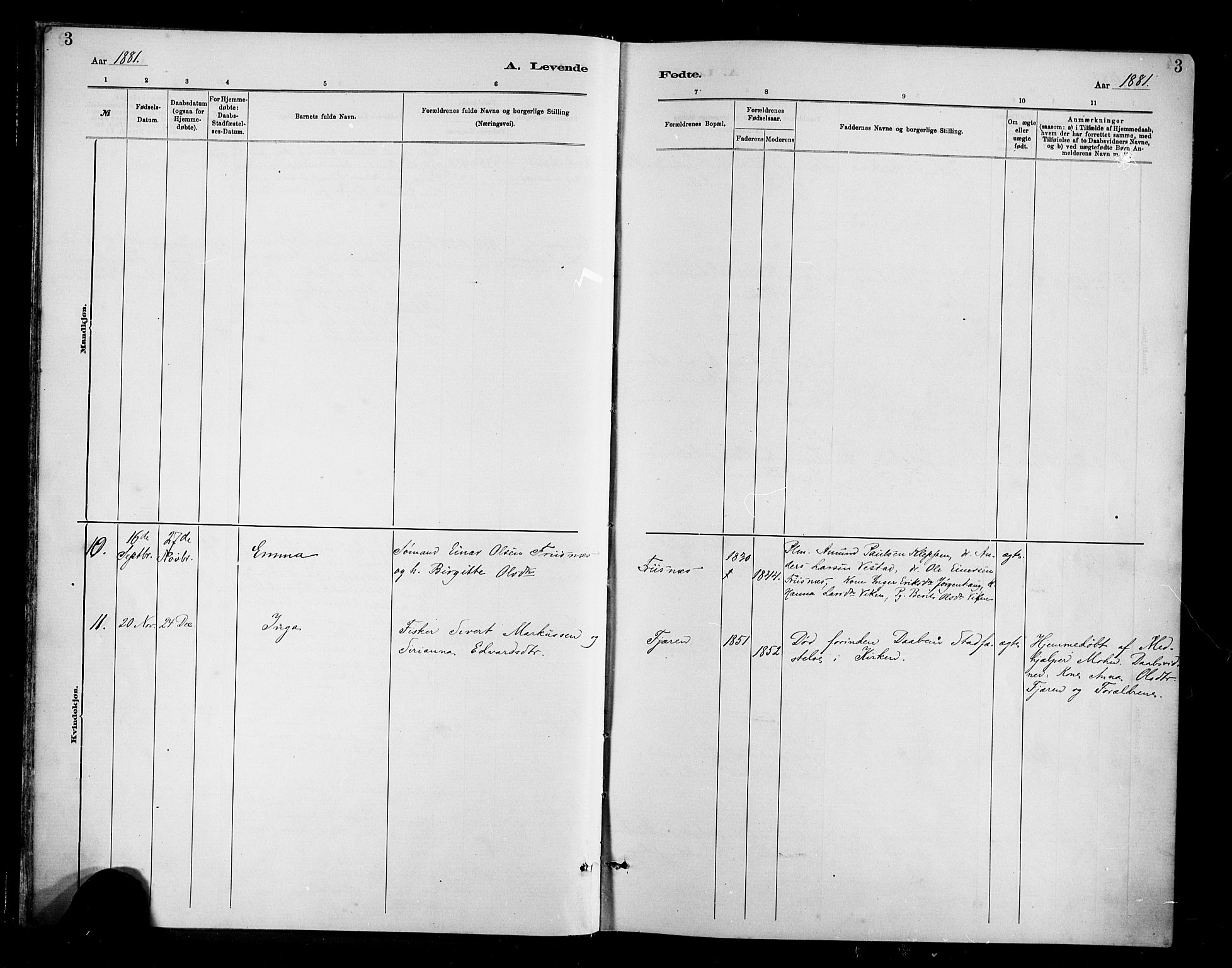 Ministerialprotokoller, klokkerbøker og fødselsregistre - Møre og Romsdal, AV/SAT-A-1454/566/L0769: Ministerialbok nr. 566A08, 1881-1903, s. 3