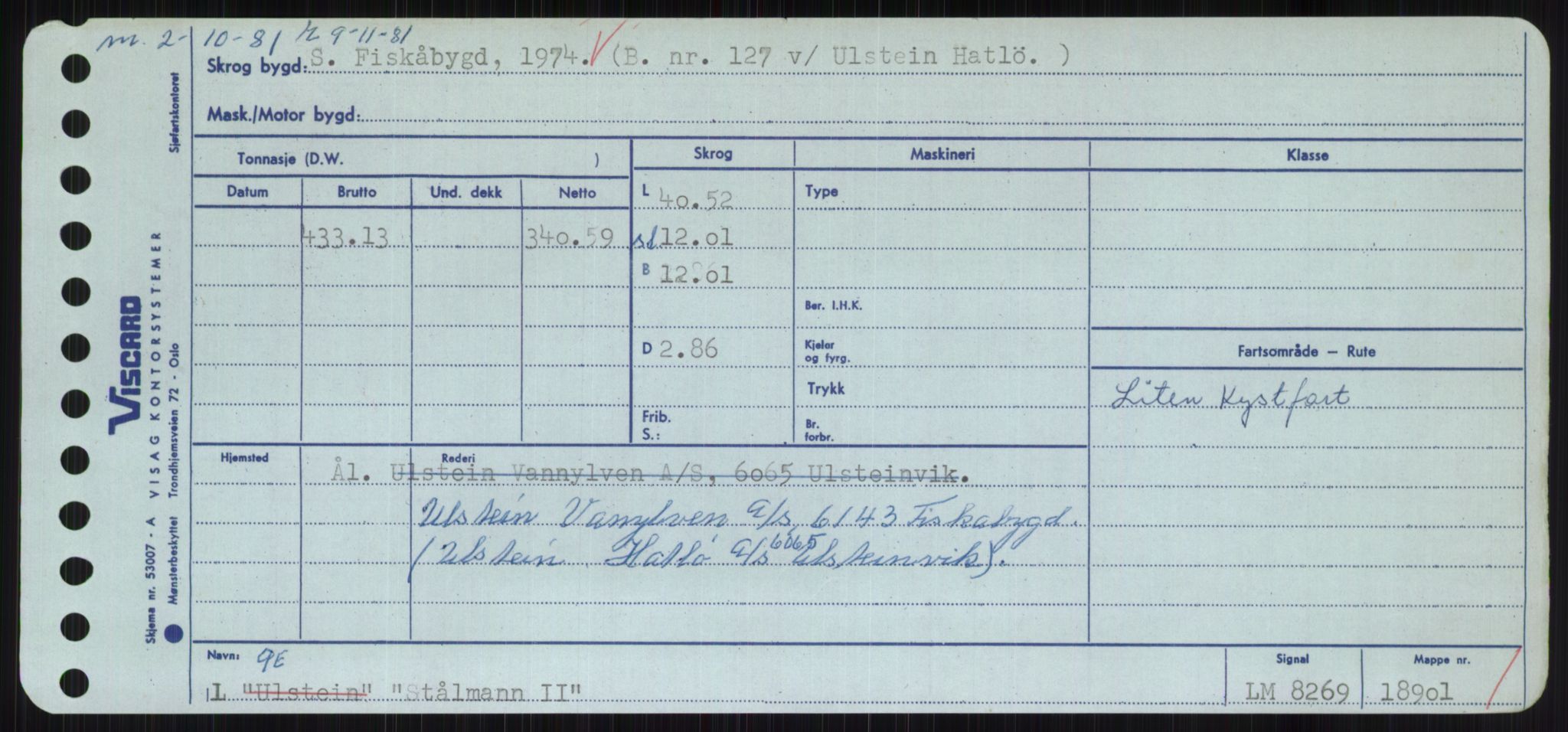 Sjøfartsdirektoratet med forløpere, Skipsmålingen, AV/RA-S-1627/H/Hc/L0001: Lektere, A-Y, s. 407