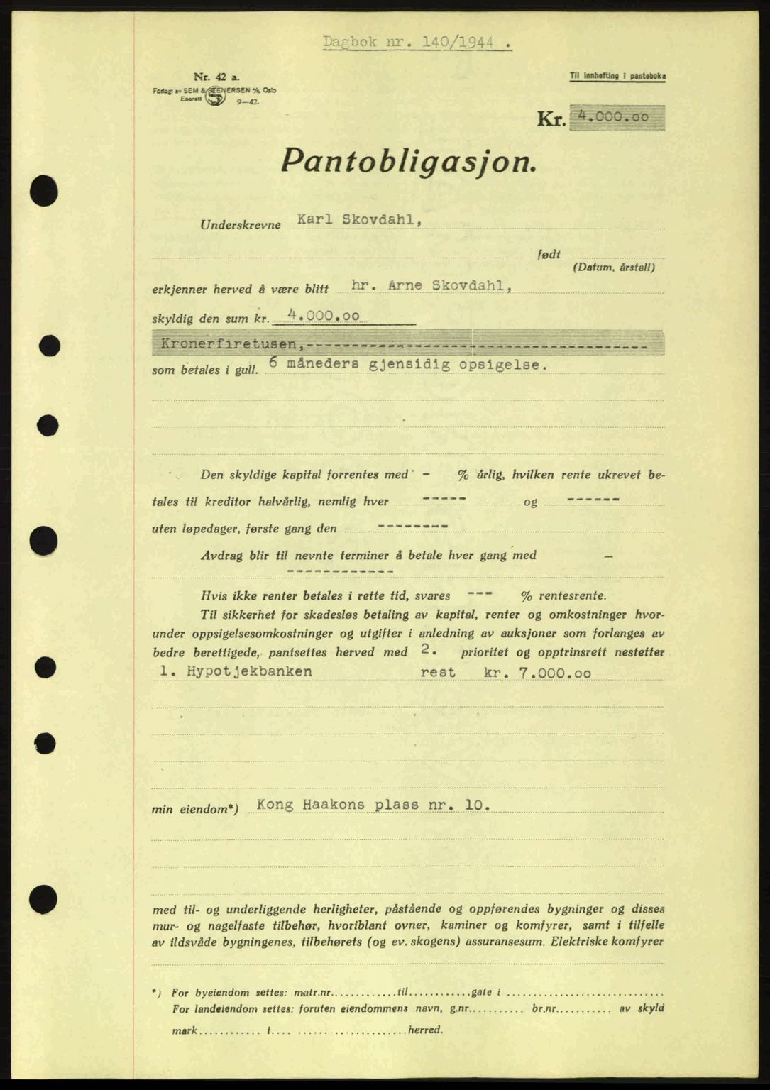 Moss sorenskriveri, SAO/A-10168: Pantebok nr. B13, 1943-1945, Dagboknr: 140/1944