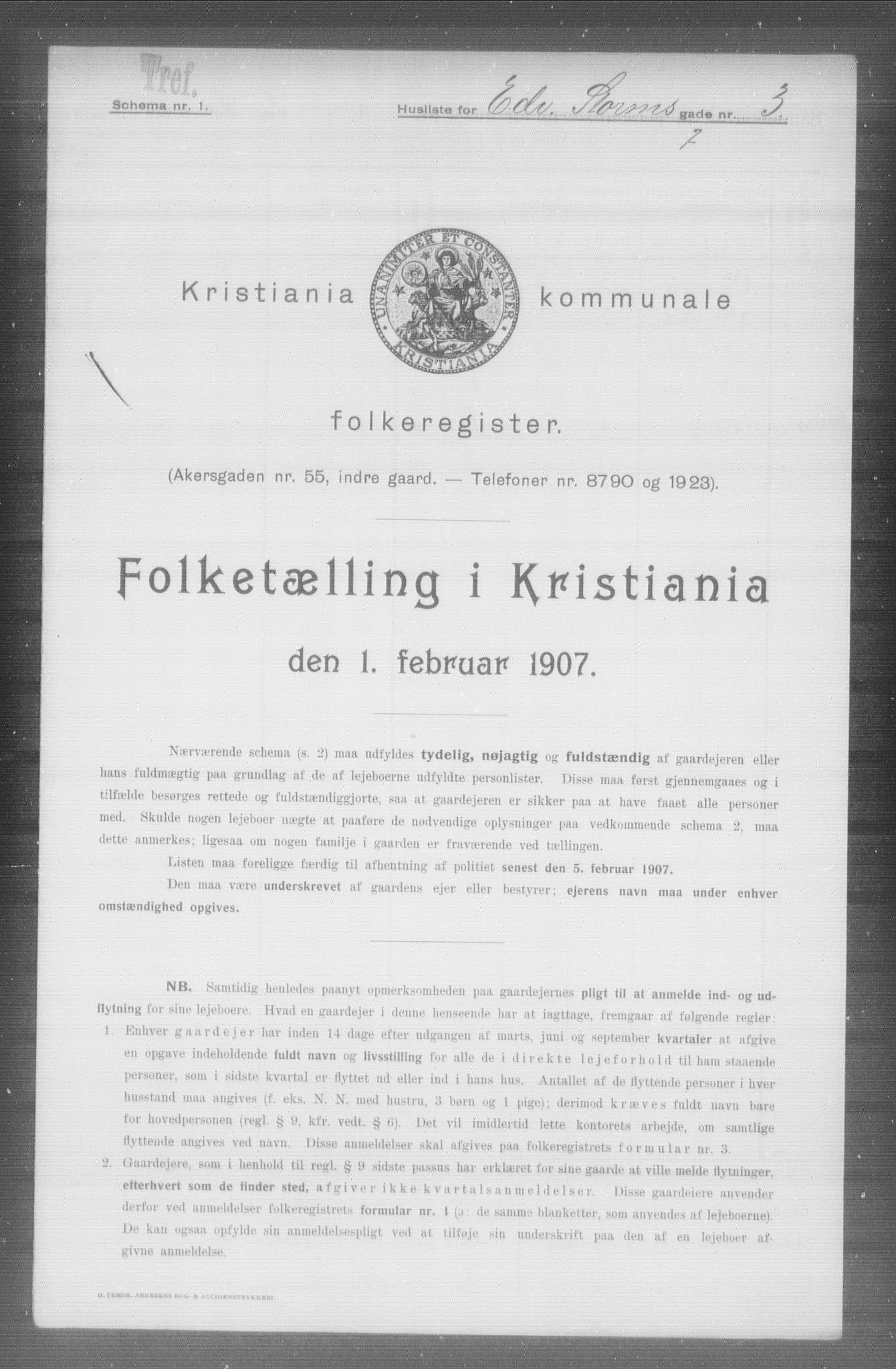 OBA, Kommunal folketelling 1.2.1907 for Kristiania kjøpstad, 1907, s. 9528