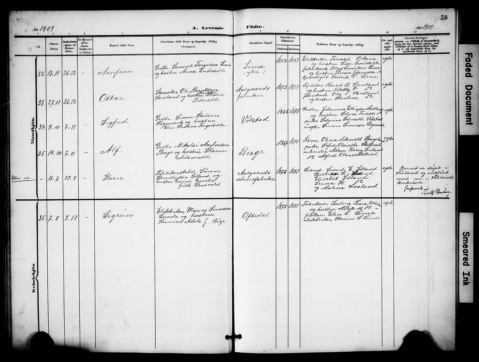 Lye sokneprestkontor, AV/SAST-A-101794/001/30BB/L0009: Klokkerbok nr. B 9, 1902-1923, s. 59