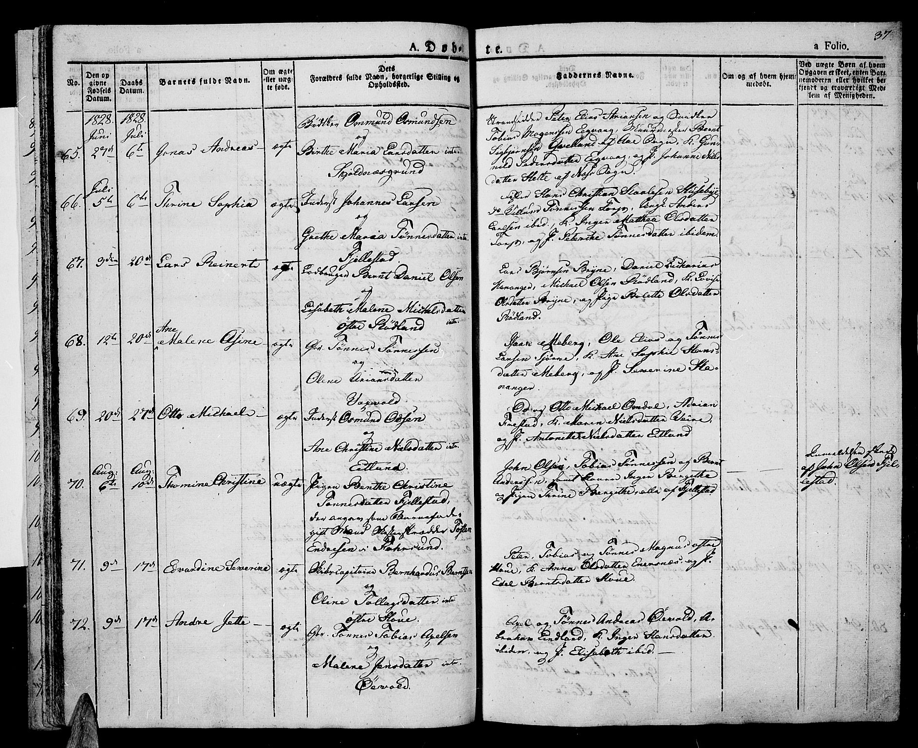 Lista sokneprestkontor, AV/SAK-1111-0027/F/Fa/L0008: Ministerialbok nr. A 8, 1823-1835, s. 37