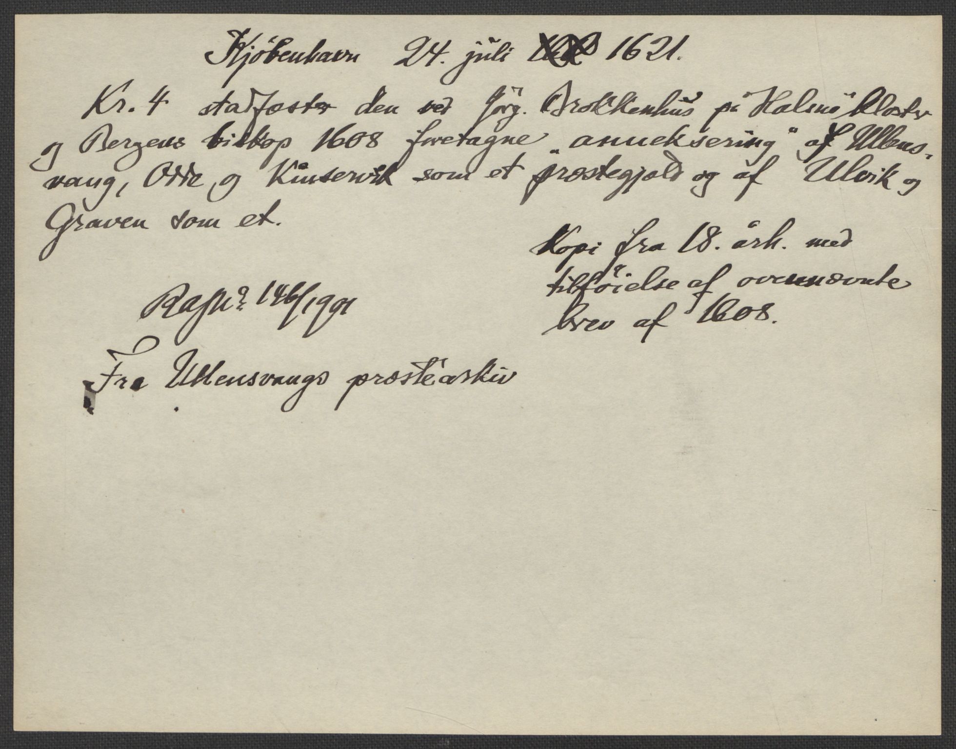 Riksarkivets diplomsamling, AV/RA-EA-5965/F15/L0037: Prestearkiv - Hordaland, 1577-1733, s. 14