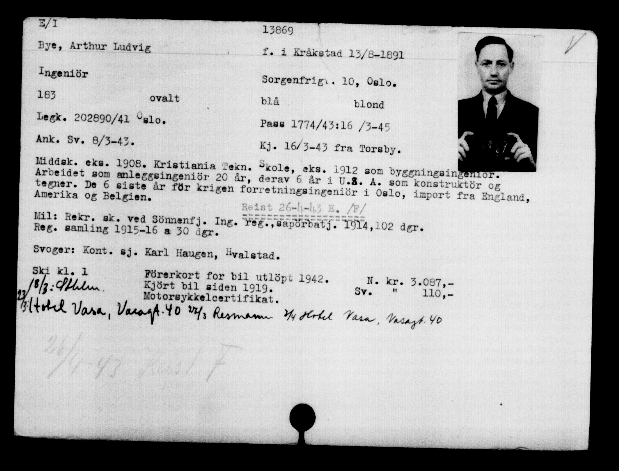 Den Kgl. Norske Legasjons Flyktningskontor, AV/RA-S-6753/V/Va/L0007: Kjesäterkartoteket.  Flyktningenr. 12700-15723, 1940-1945, s. 1335