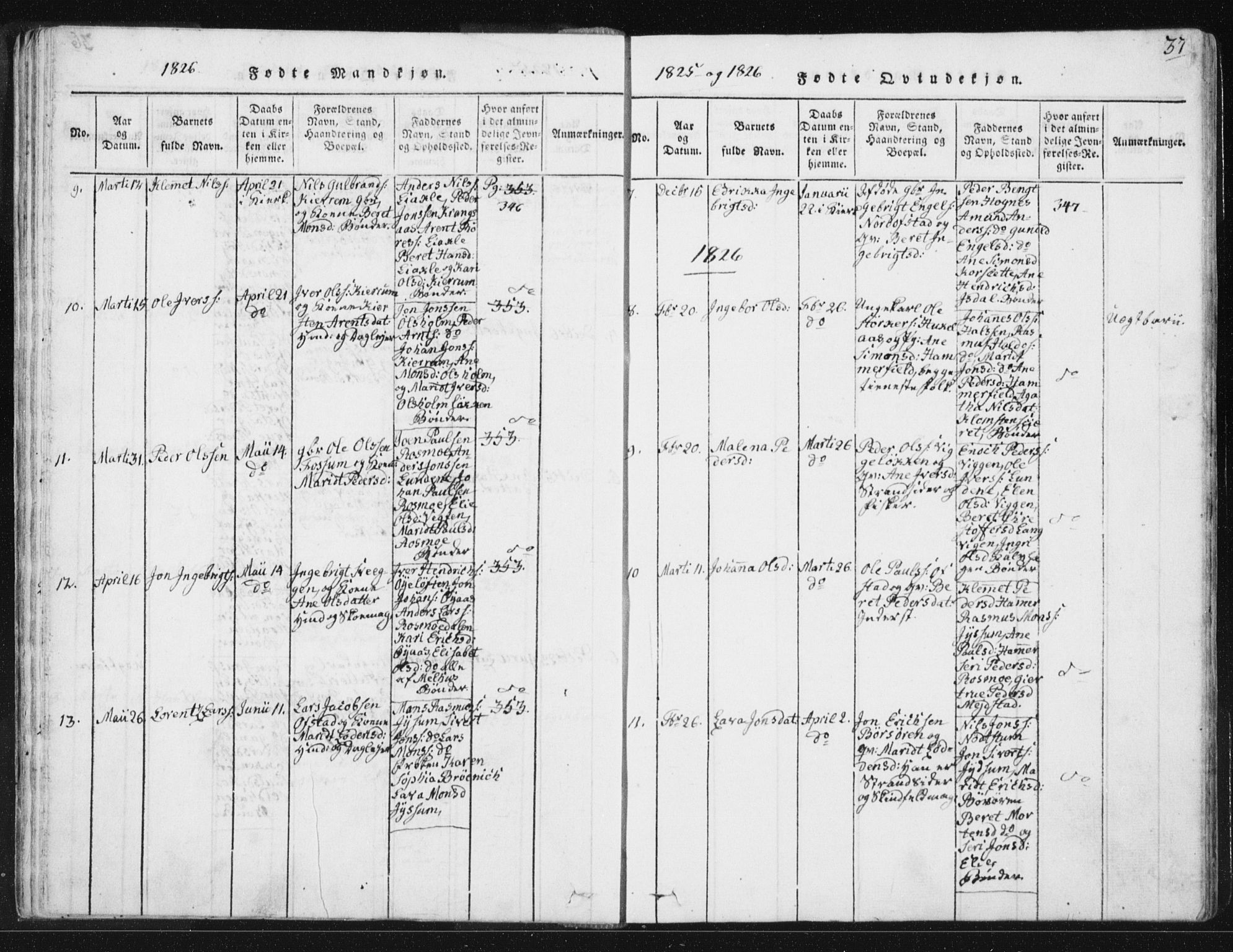 Ministerialprotokoller, klokkerbøker og fødselsregistre - Sør-Trøndelag, AV/SAT-A-1456/665/L0770: Ministerialbok nr. 665A05, 1817-1829, s. 37