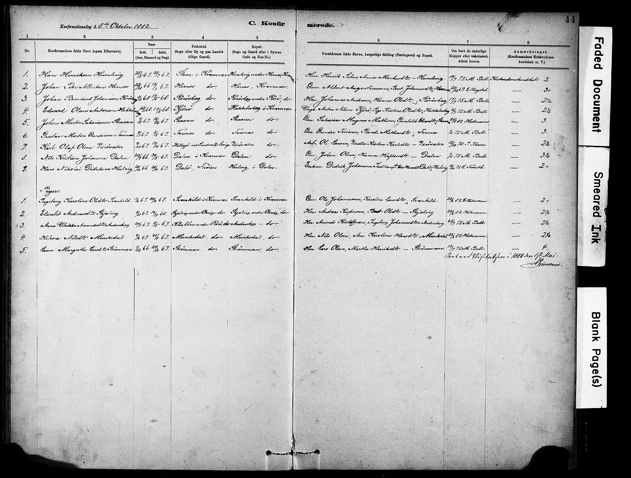 Ministerialprotokoller, klokkerbøker og fødselsregistre - Sør-Trøndelag, SAT/A-1456/635/L0551: Ministerialbok nr. 635A01, 1882-1899, s. 44