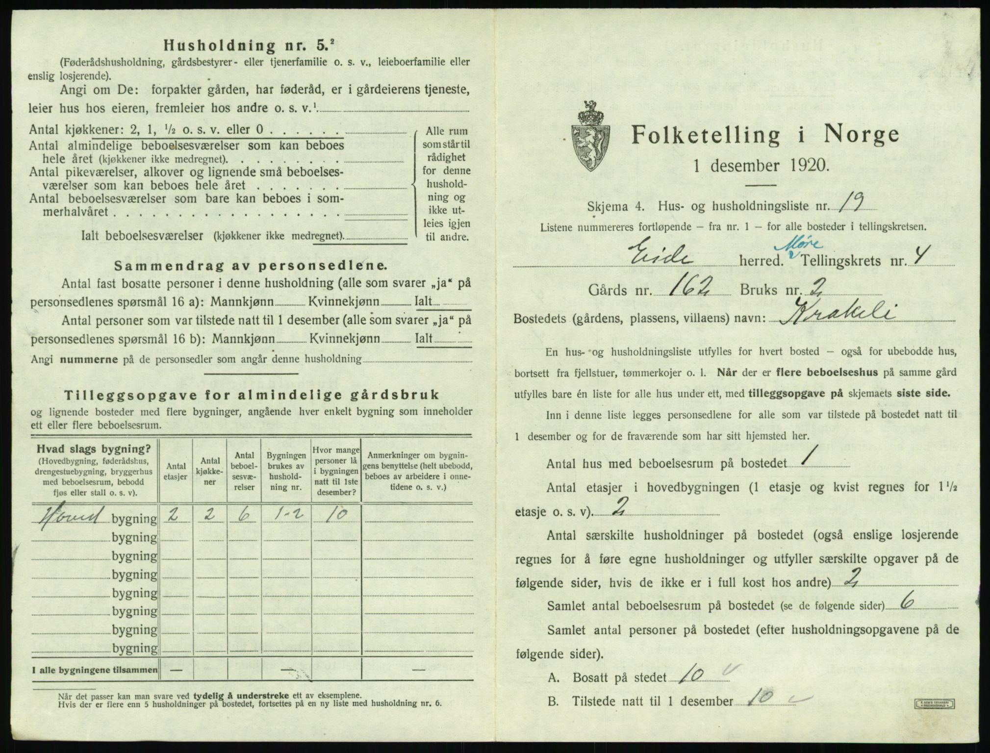 SAT, Folketelling 1920 for 1551 Eide herred, 1920, s. 290