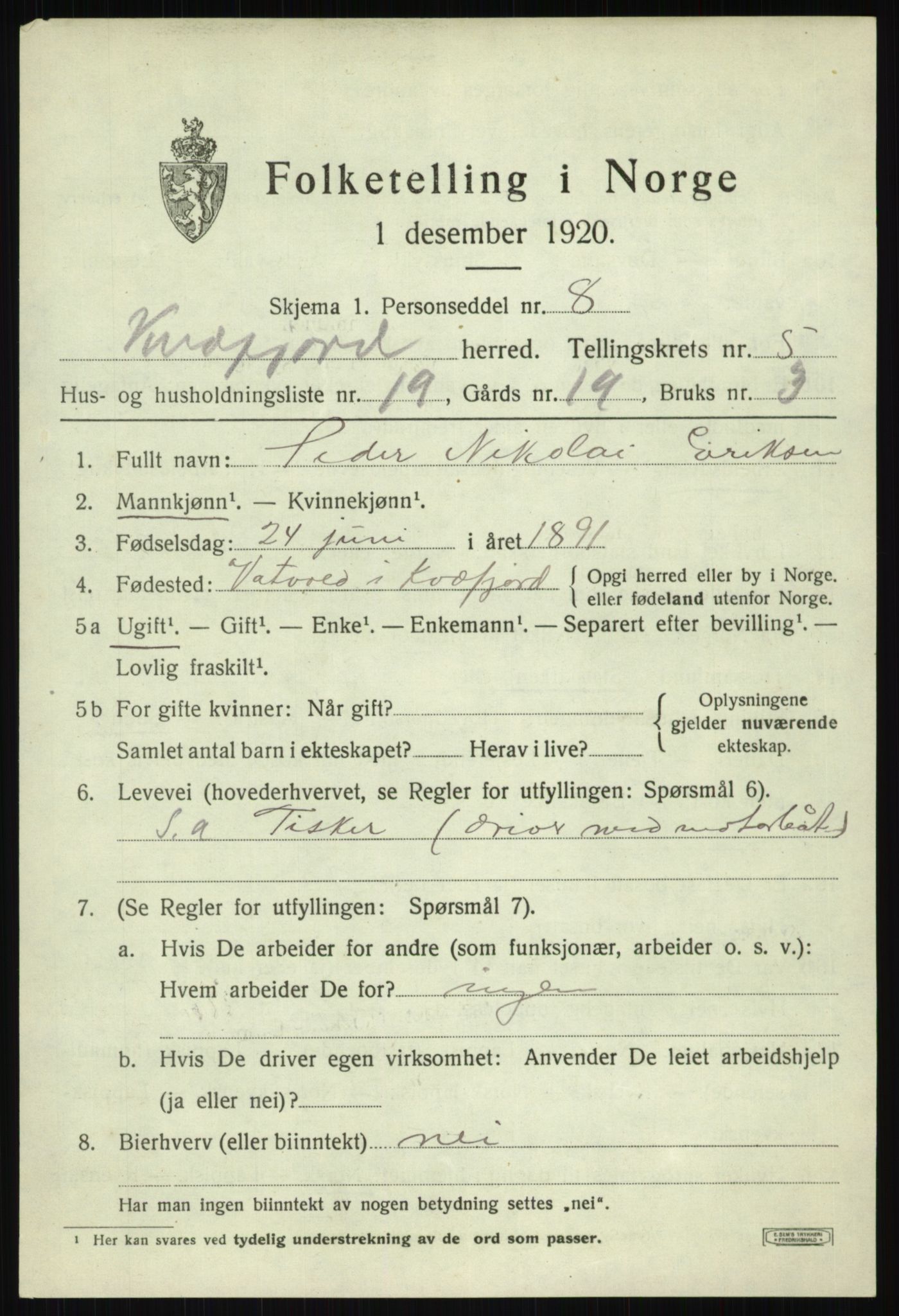 SATØ, Folketelling 1920 for 1911 Kvæfjord herred, 1920, s. 2855