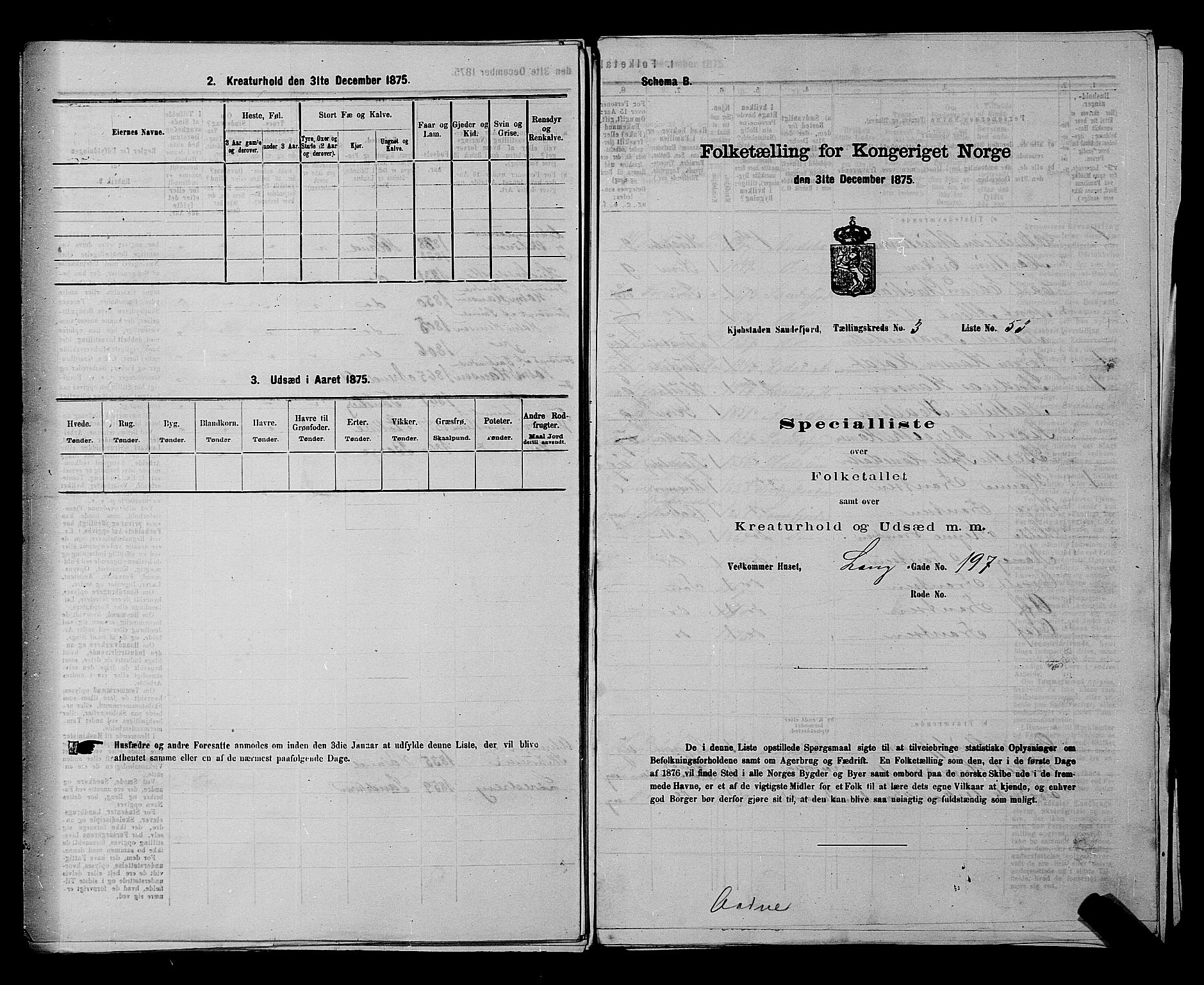 SAKO, Folketelling 1875 for 0706B Sandeherred prestegjeld, Sandefjord kjøpstad, 1875, s. 466