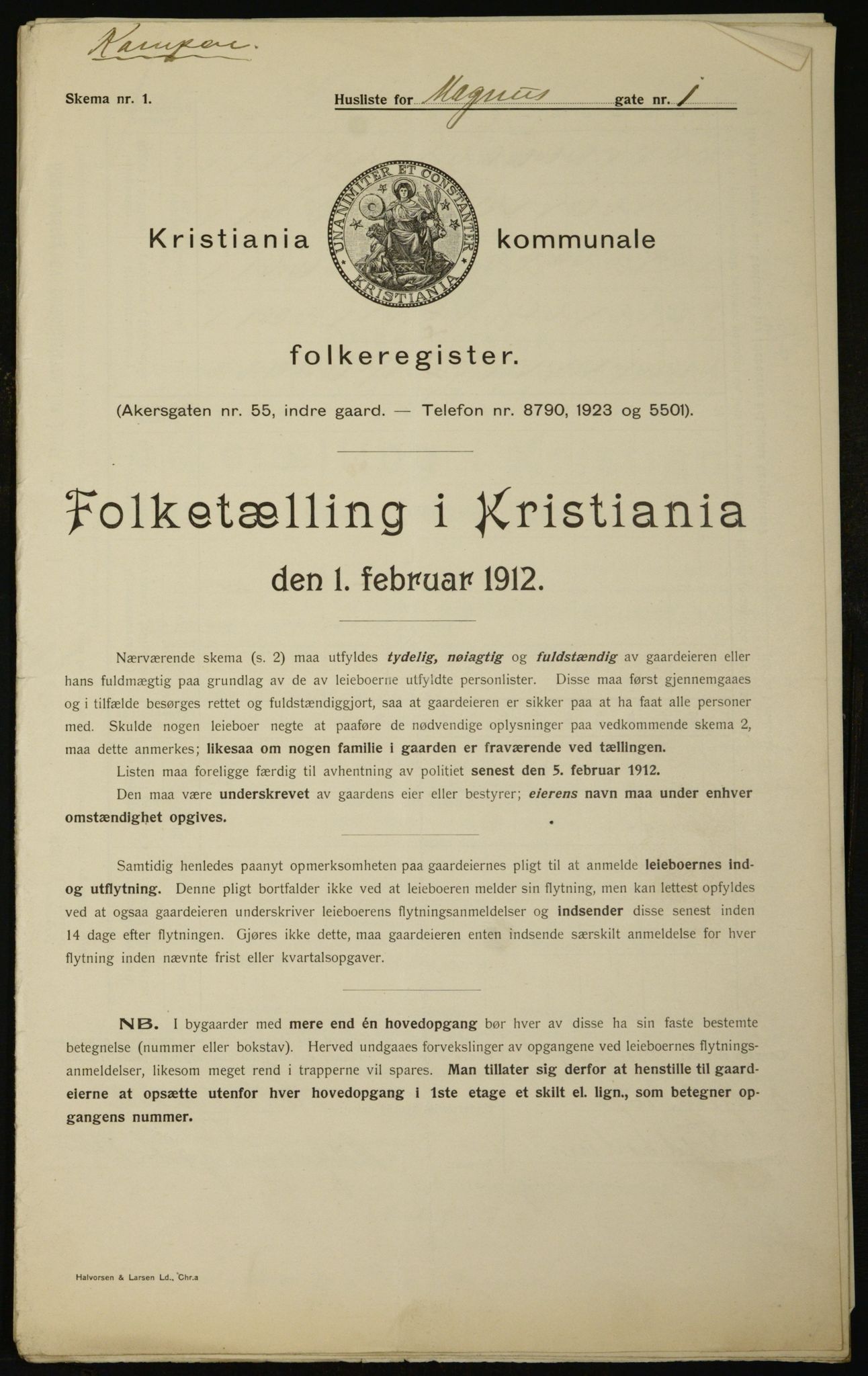 OBA, Kommunal folketelling 1.2.1912 for Kristiania, 1912, s. 59599